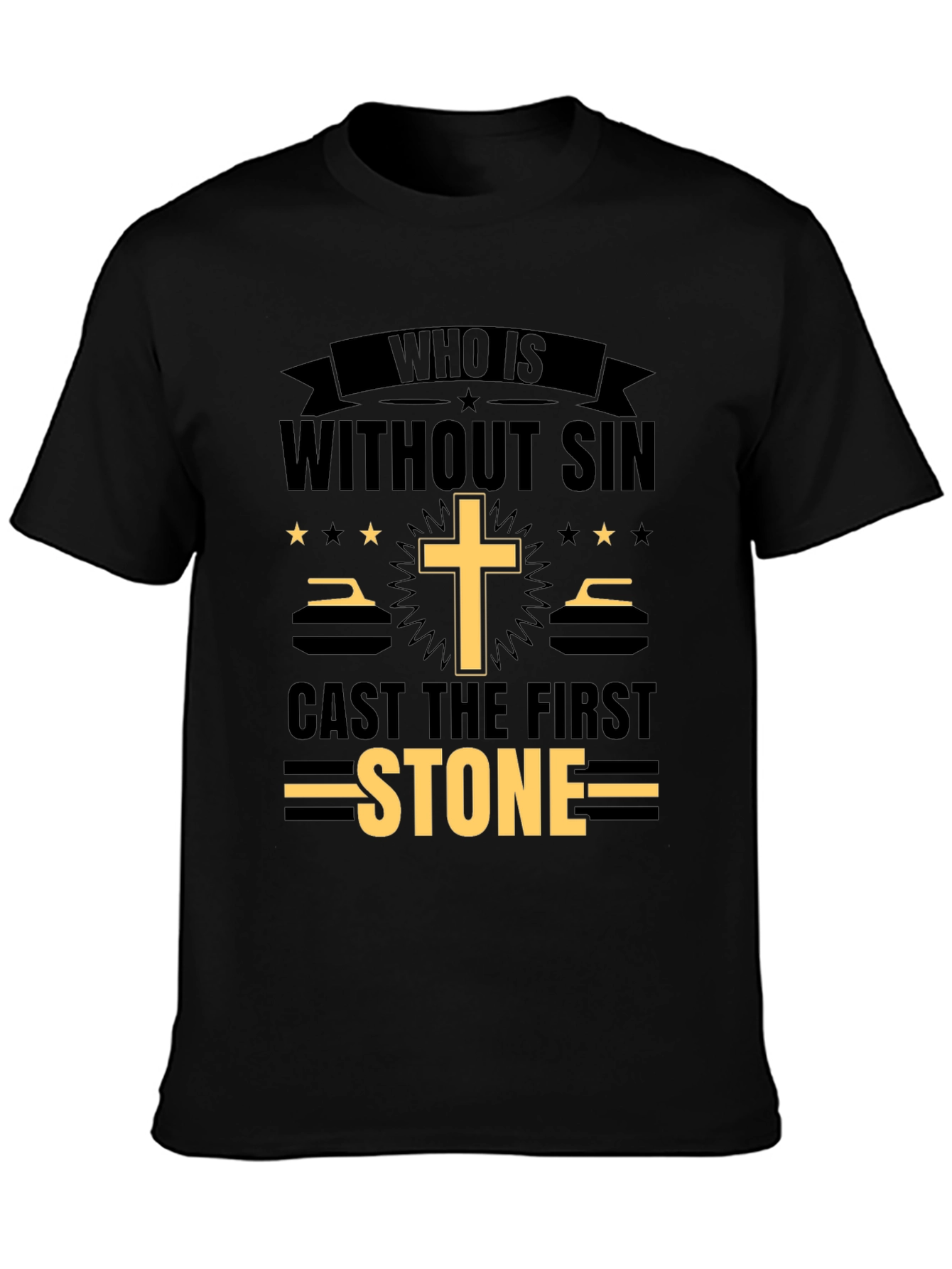 Black Who Is Without Sin T-Shirt view 3