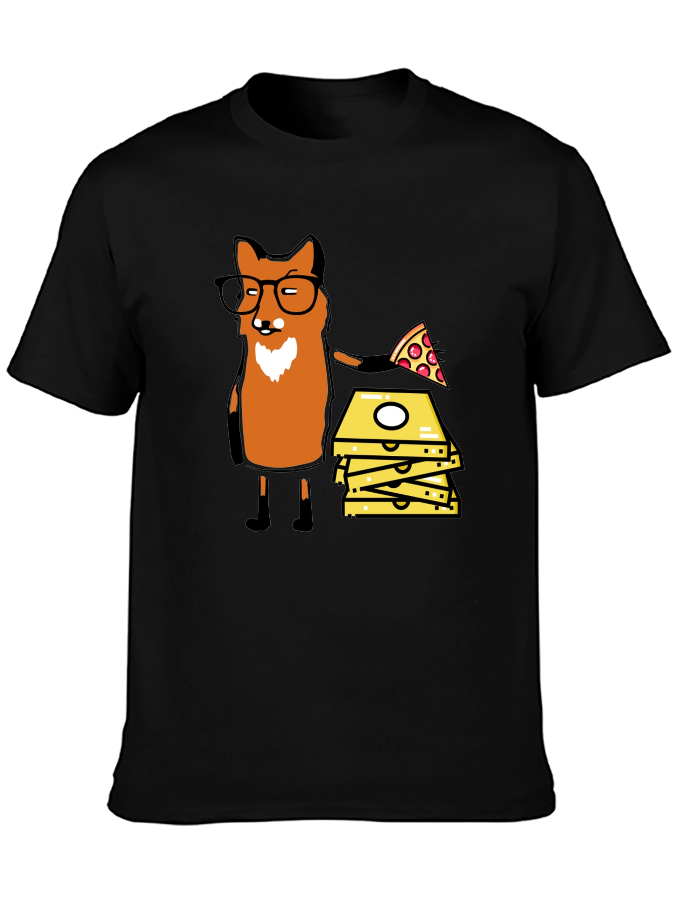 Black Fox Pizza Delivery T-Shirt - Funny Graphic Tee view 3