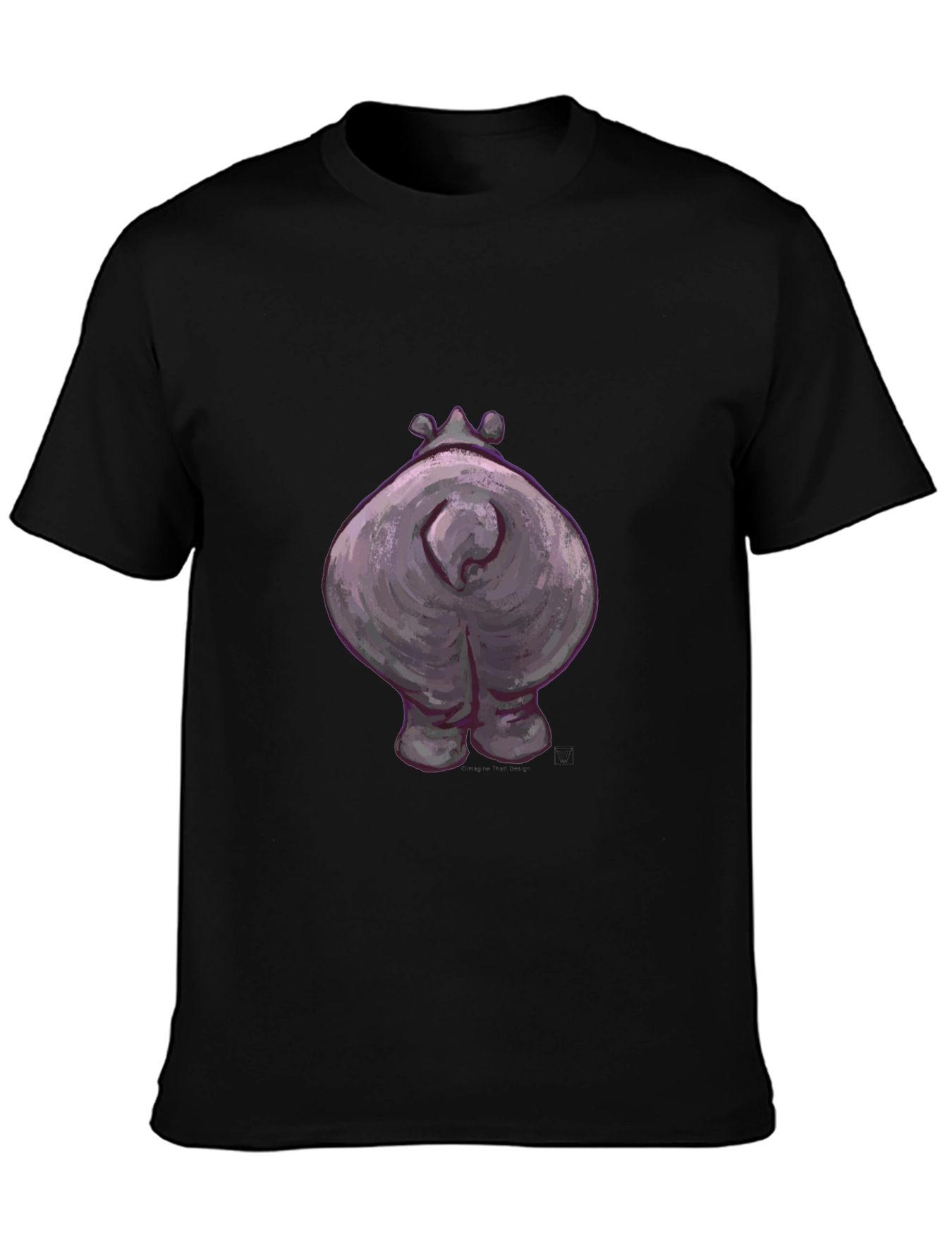 Black Hippo Butt Graphic Tee - Funny Animal T-Shirt view 3