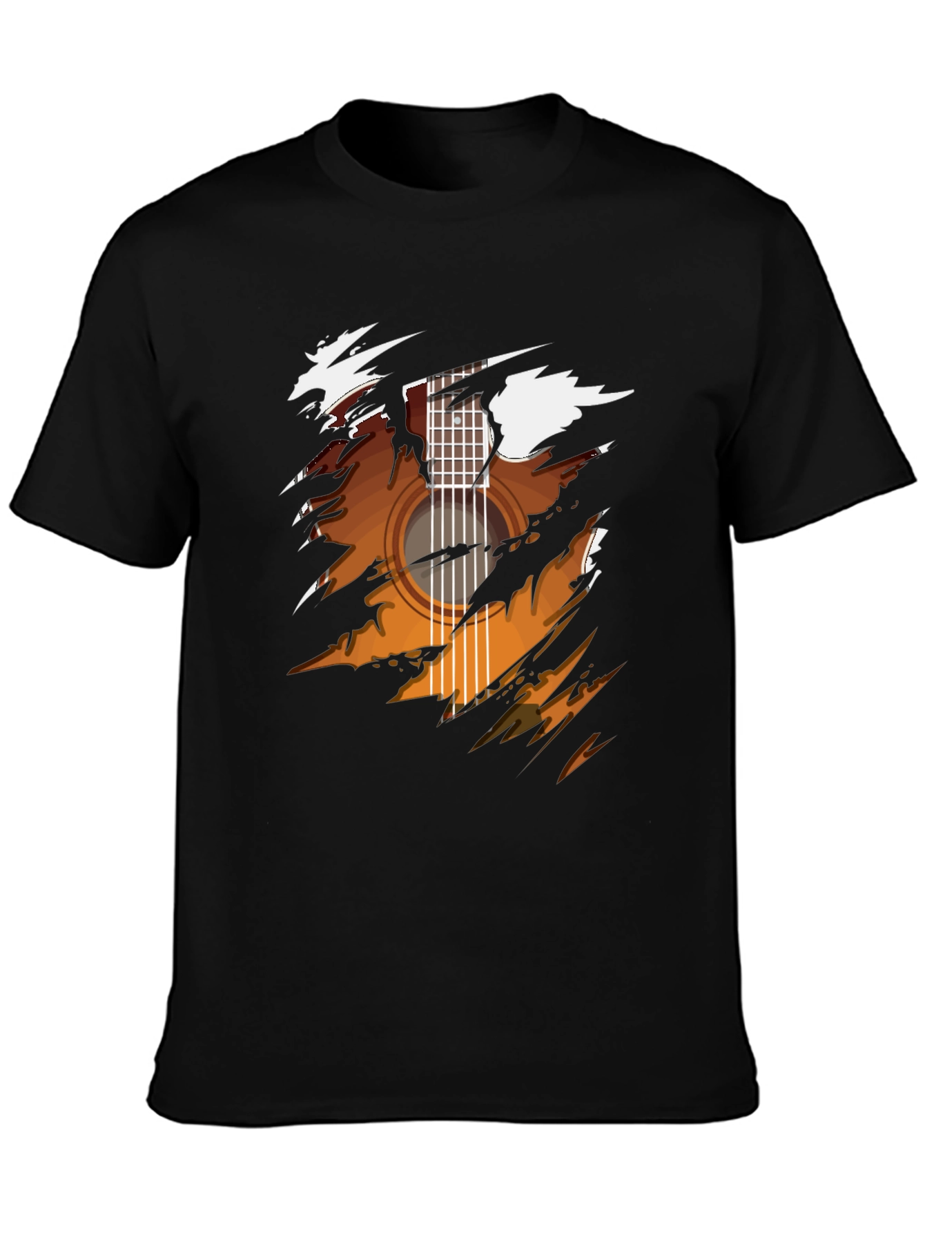 Black Guitar Graphic Black T-Shirt - Music Lover Tee view 3