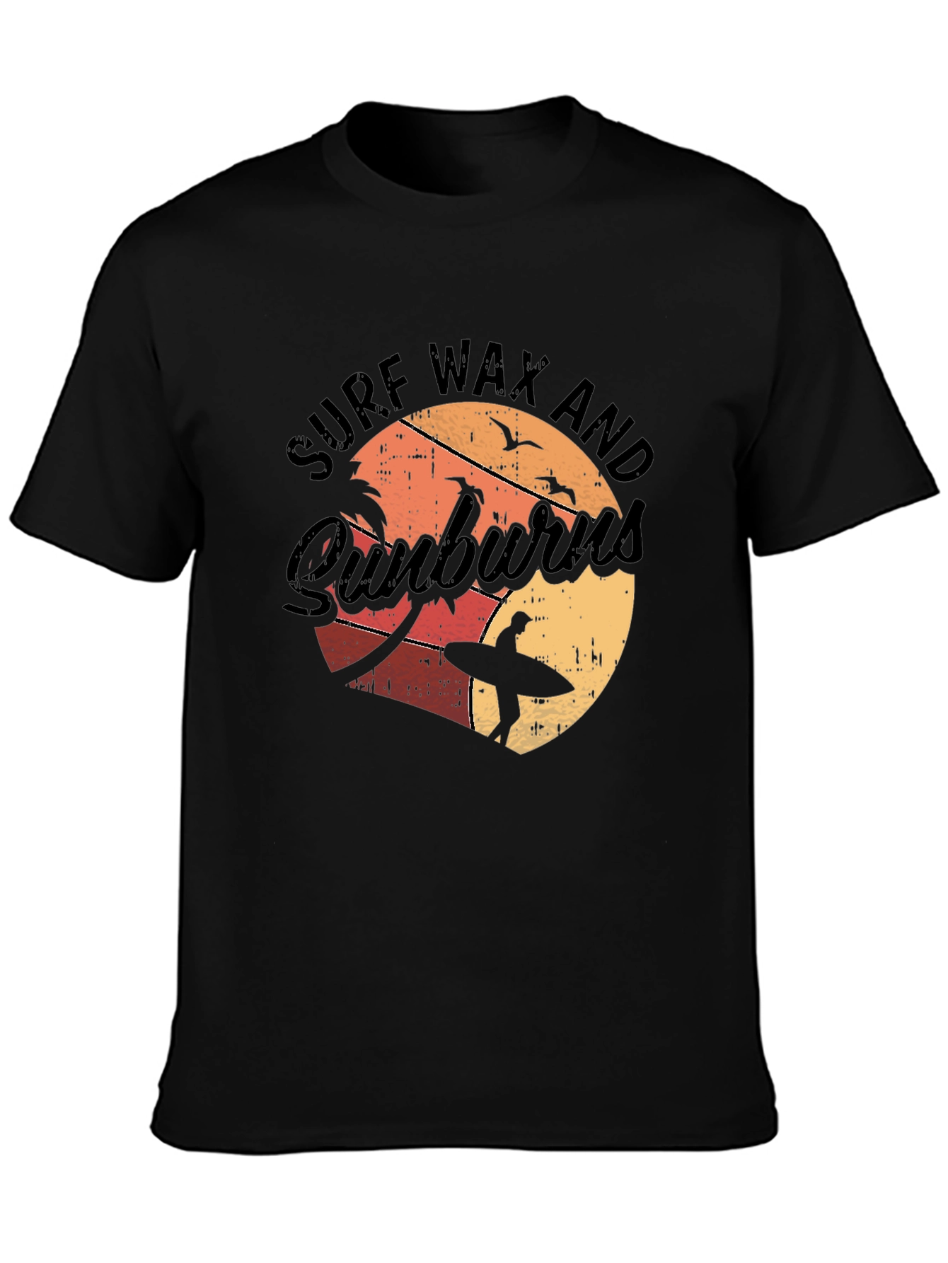 Black Surf Wax and Sunburns T-Shirt - Beach Vibes view 3