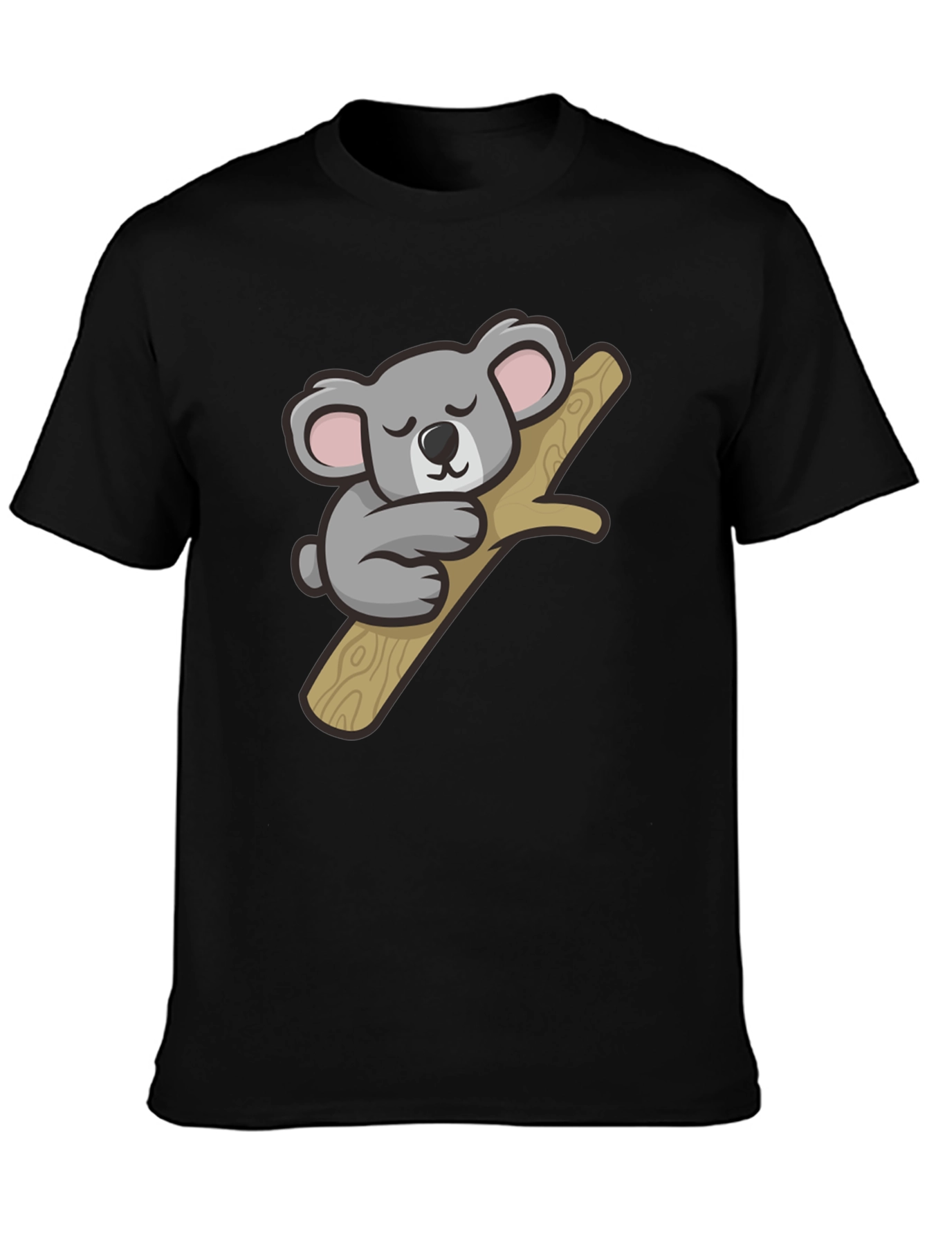 Black Cute Koala Graphic T-Shirt - Soft Cotton Tee view 3