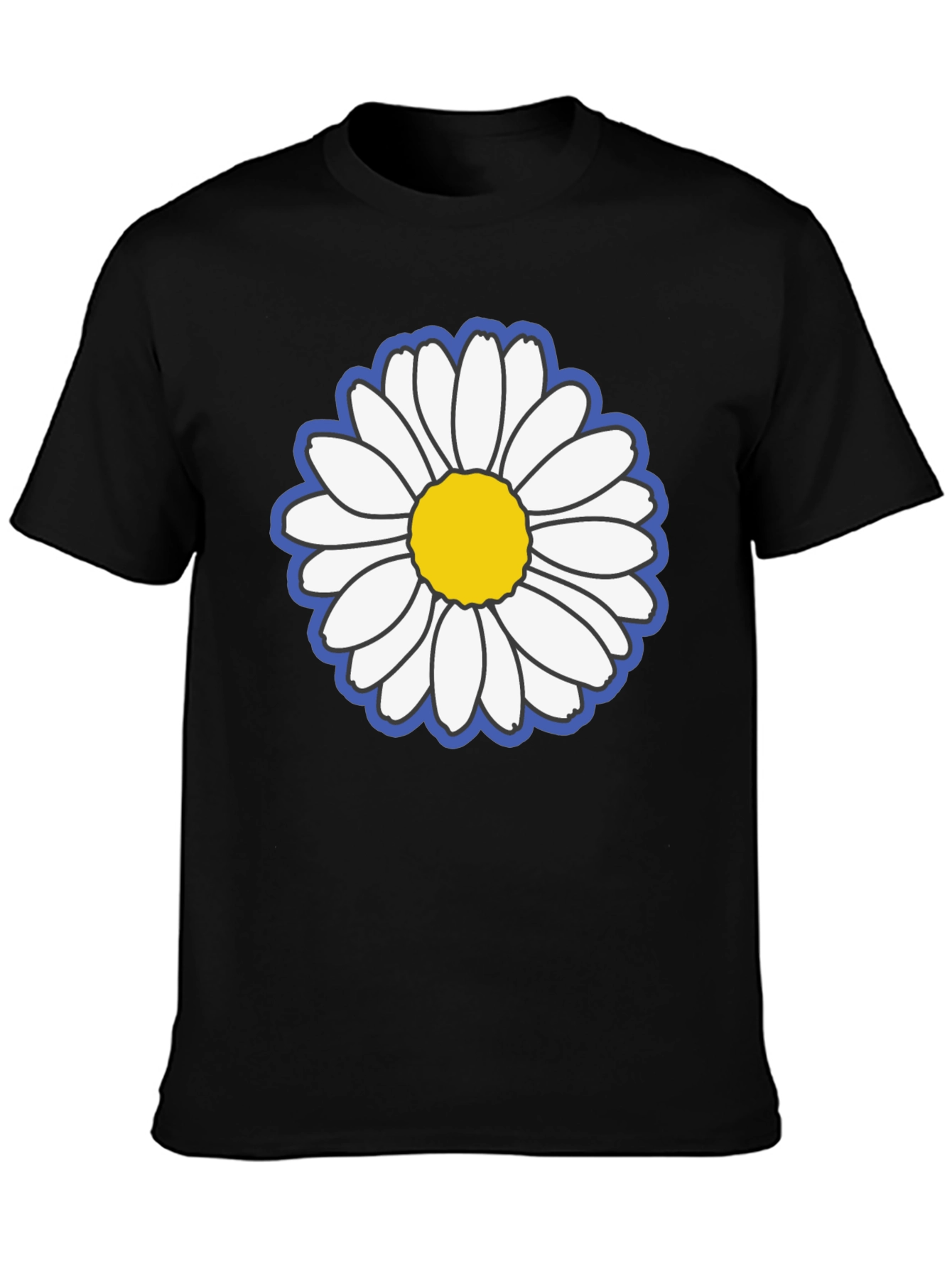 Black Daisy Flower Graphic Black Tee view 3