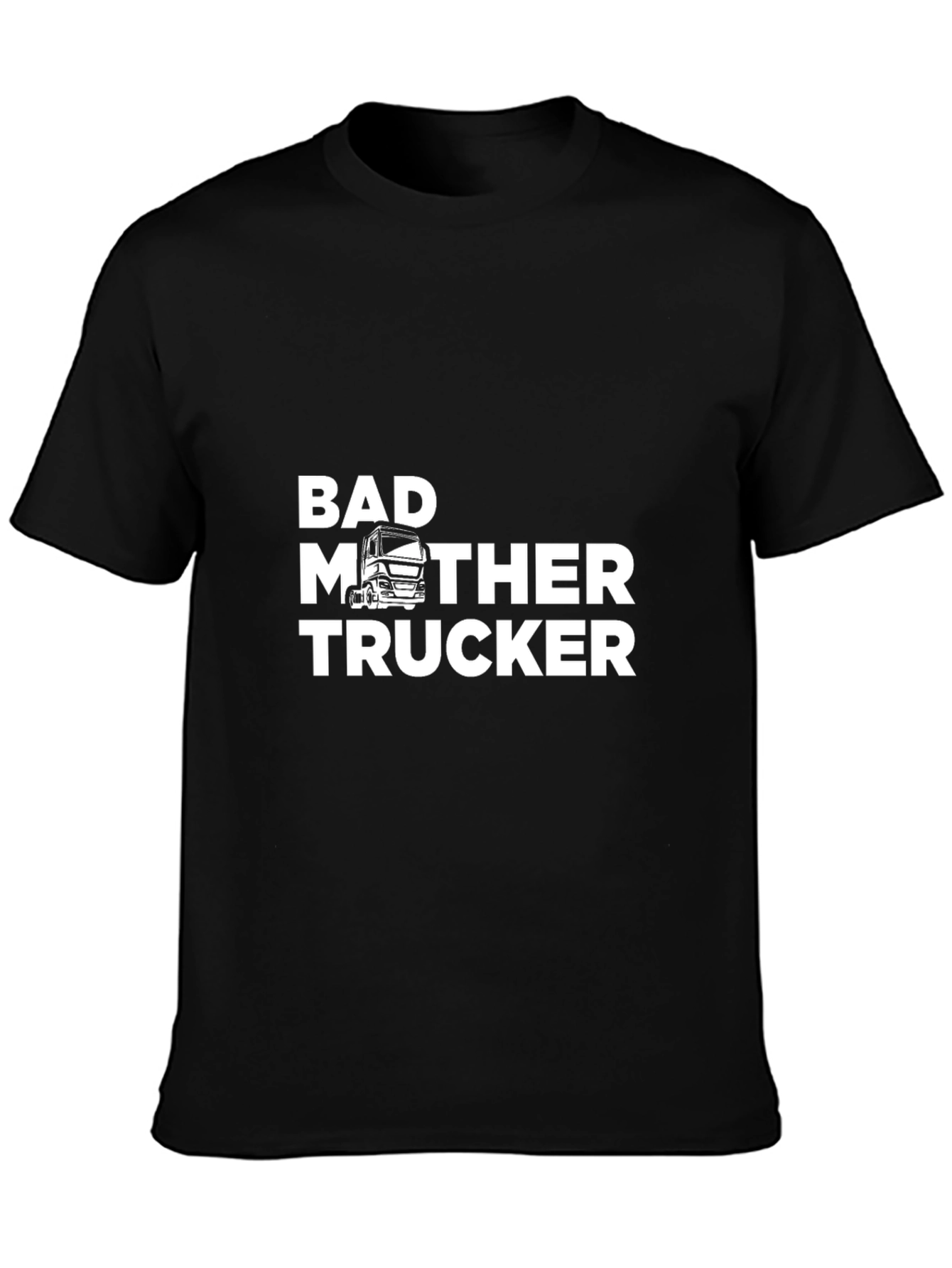 Black Bad Mother Trucker Graphic Tee - Black Crew Neck Shirt view 3