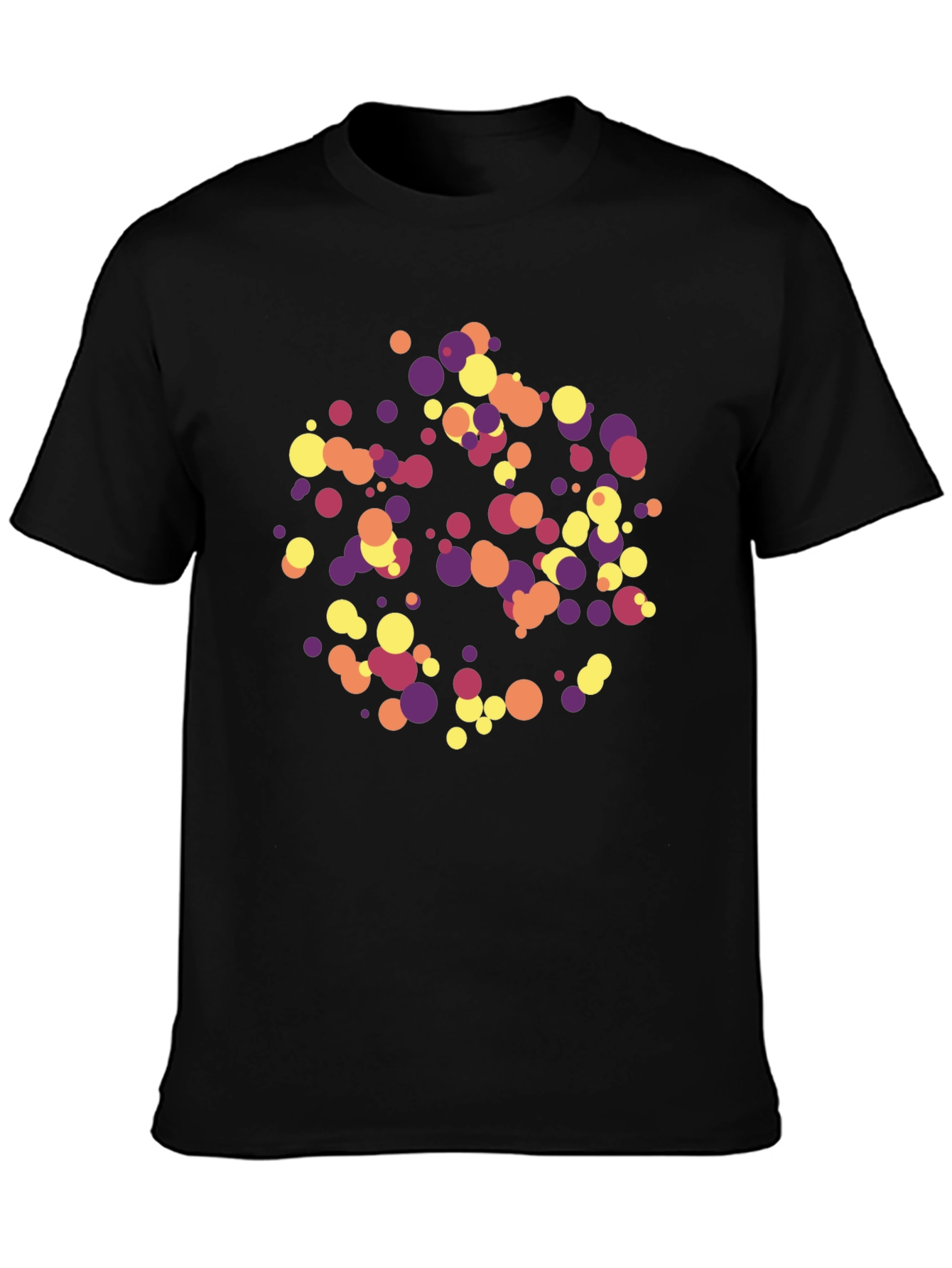 Black Abstract Circle Pattern Black T-Shirt view 3