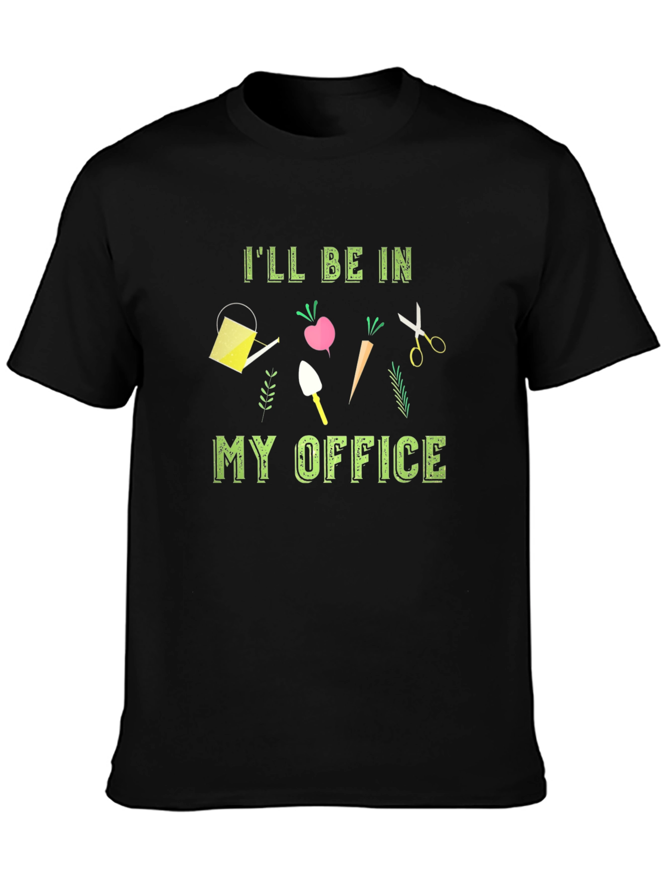 Black Gardening Office T-Shirt - Black Cotton Tee view 3