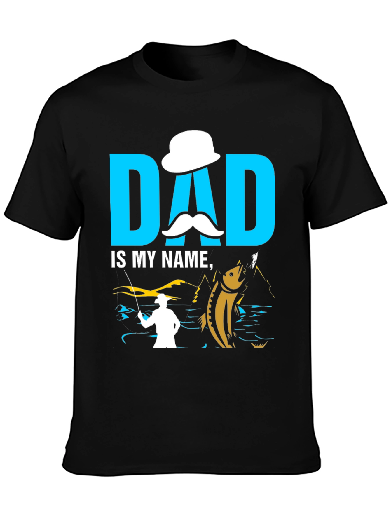 Black Dad is My Name Fishing T-Shirt view 3