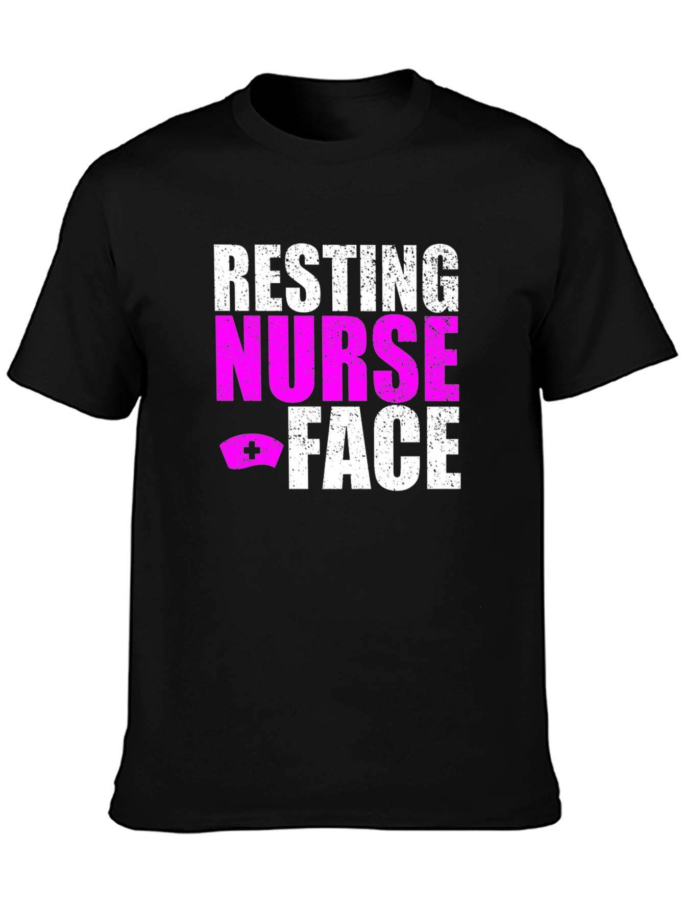 Black Resting Nurse Face Graphic T-Shirt view 3
