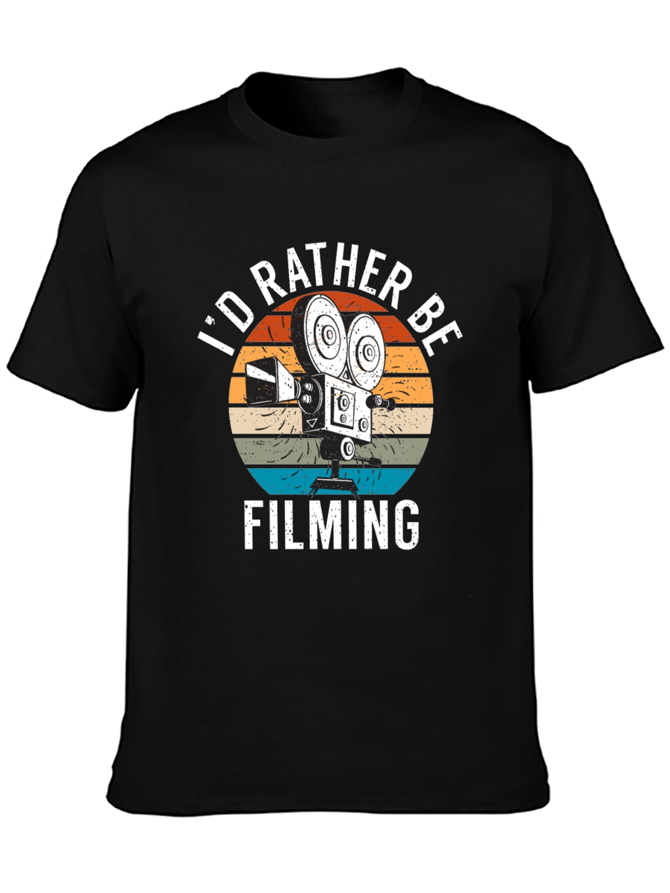 Black I'd Rather Be Filming T-Shirt | Movie Lover Gift view 3