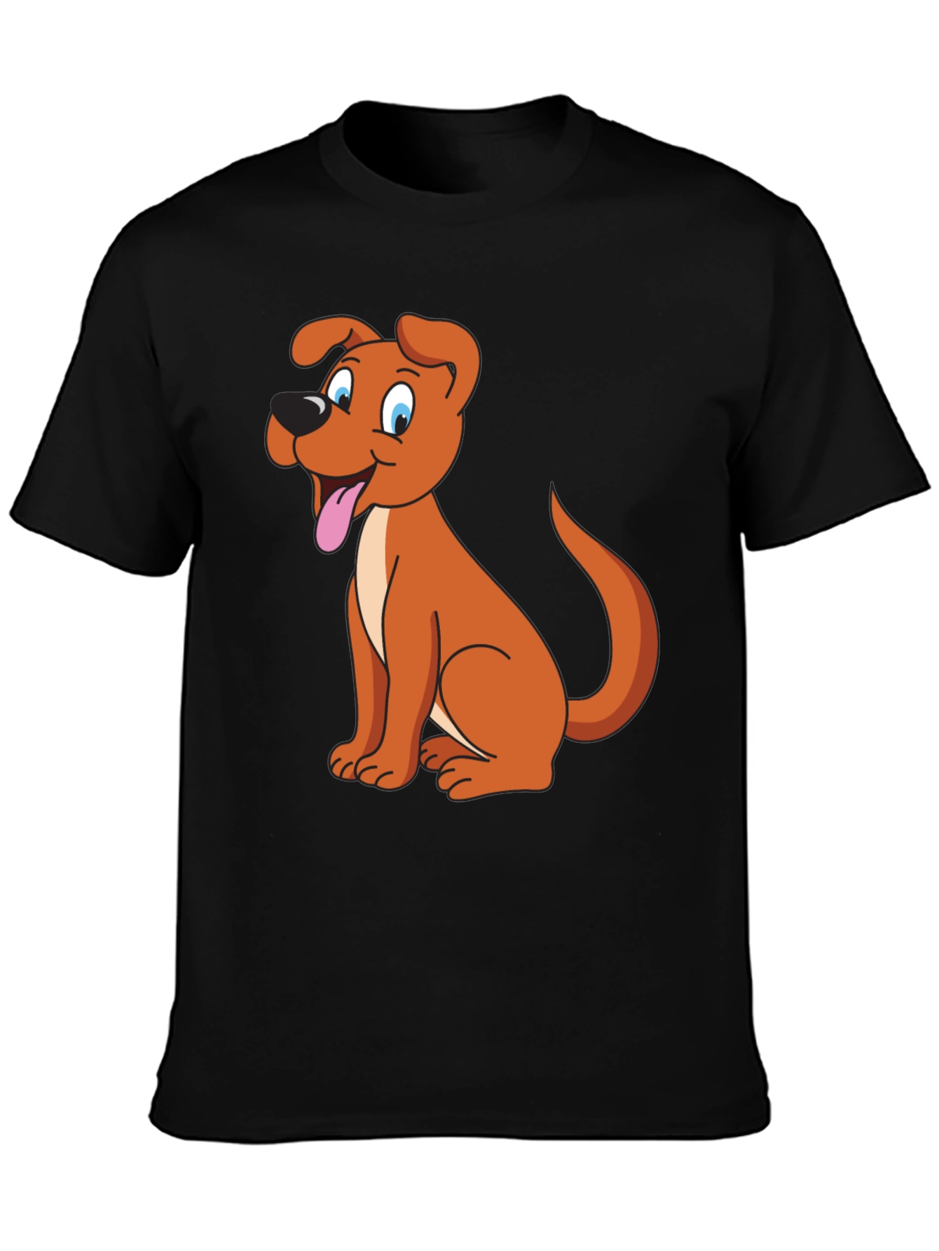 Black Cartoon Dog Graphic Tee - Black view 3