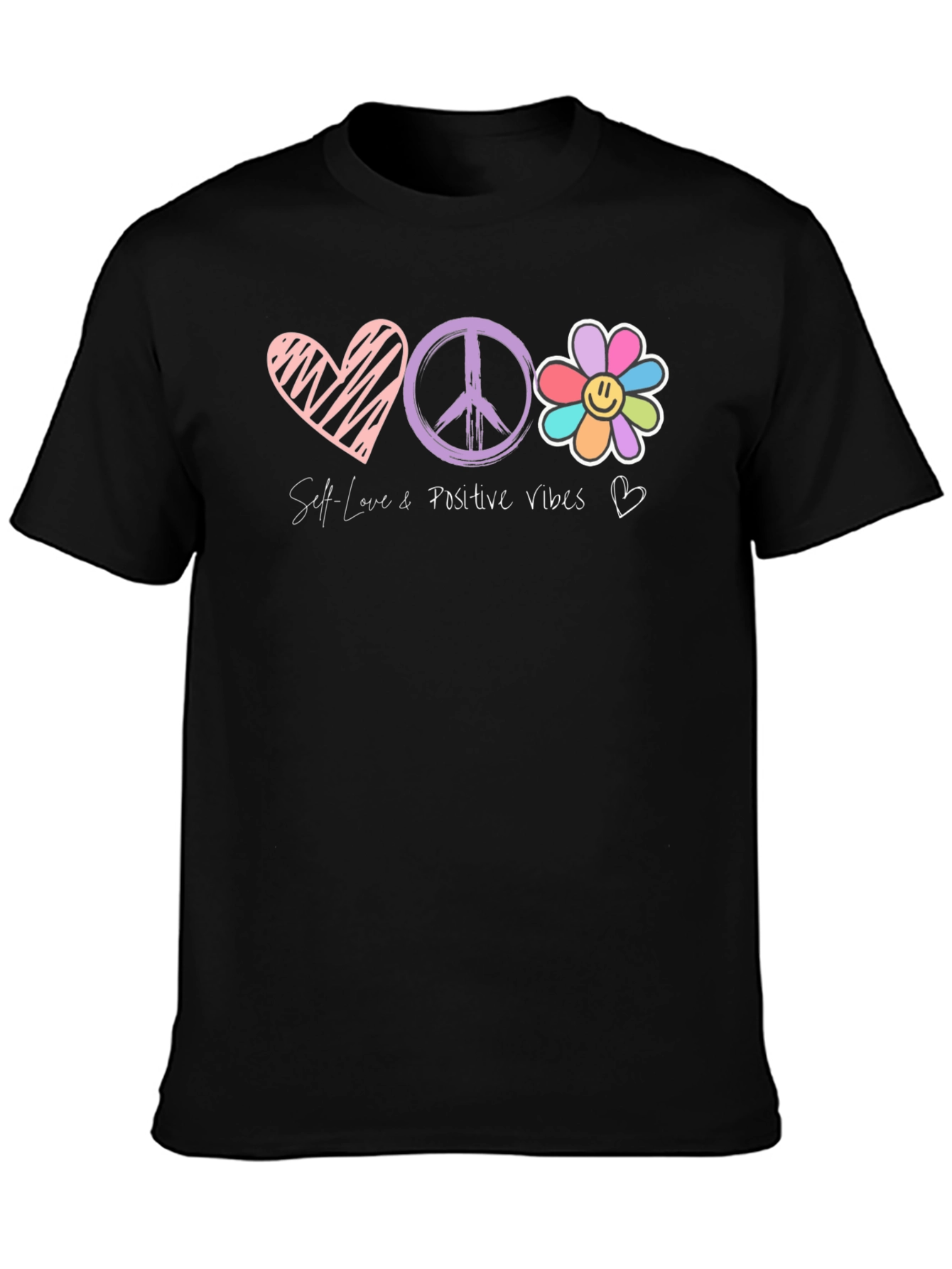 Black Self Love Positive Vibes Graphic Tee view 3