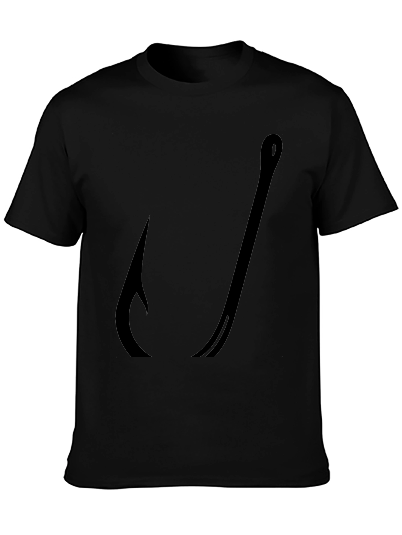 Black Fishing Hook Graphic Tee - Black Cotton T-Shirt view 3