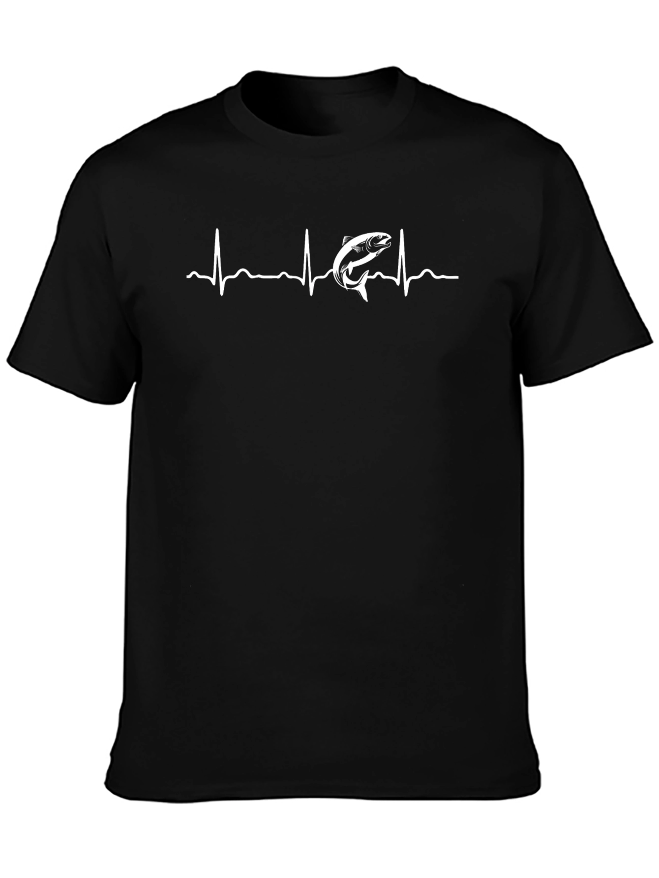 Black Fishing Heartbeat T-Shirt - Angler's Passion view 3