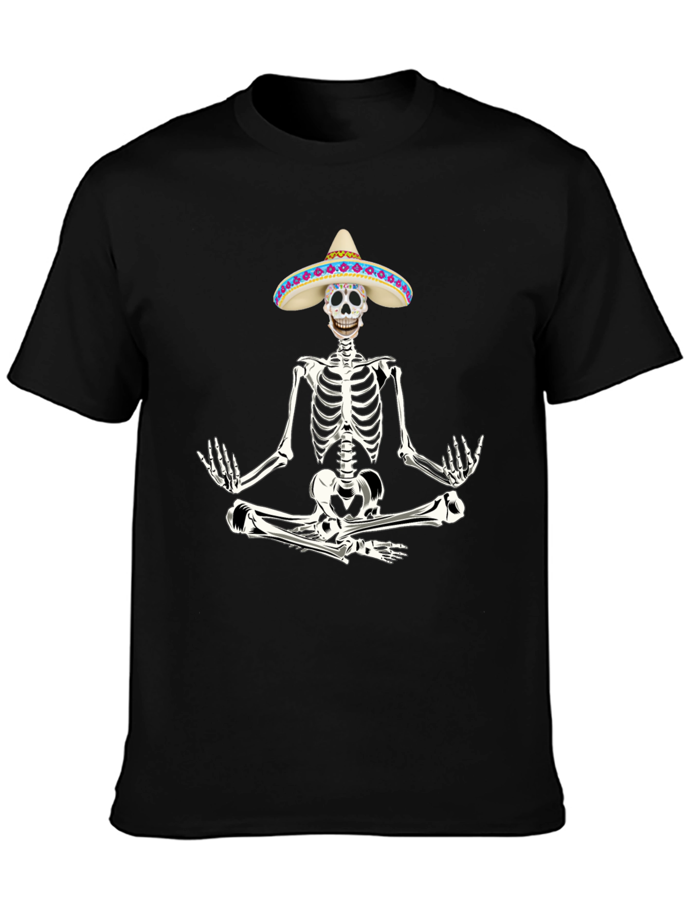 Meditating Skeleton in Sombrero T-Shirt - 3