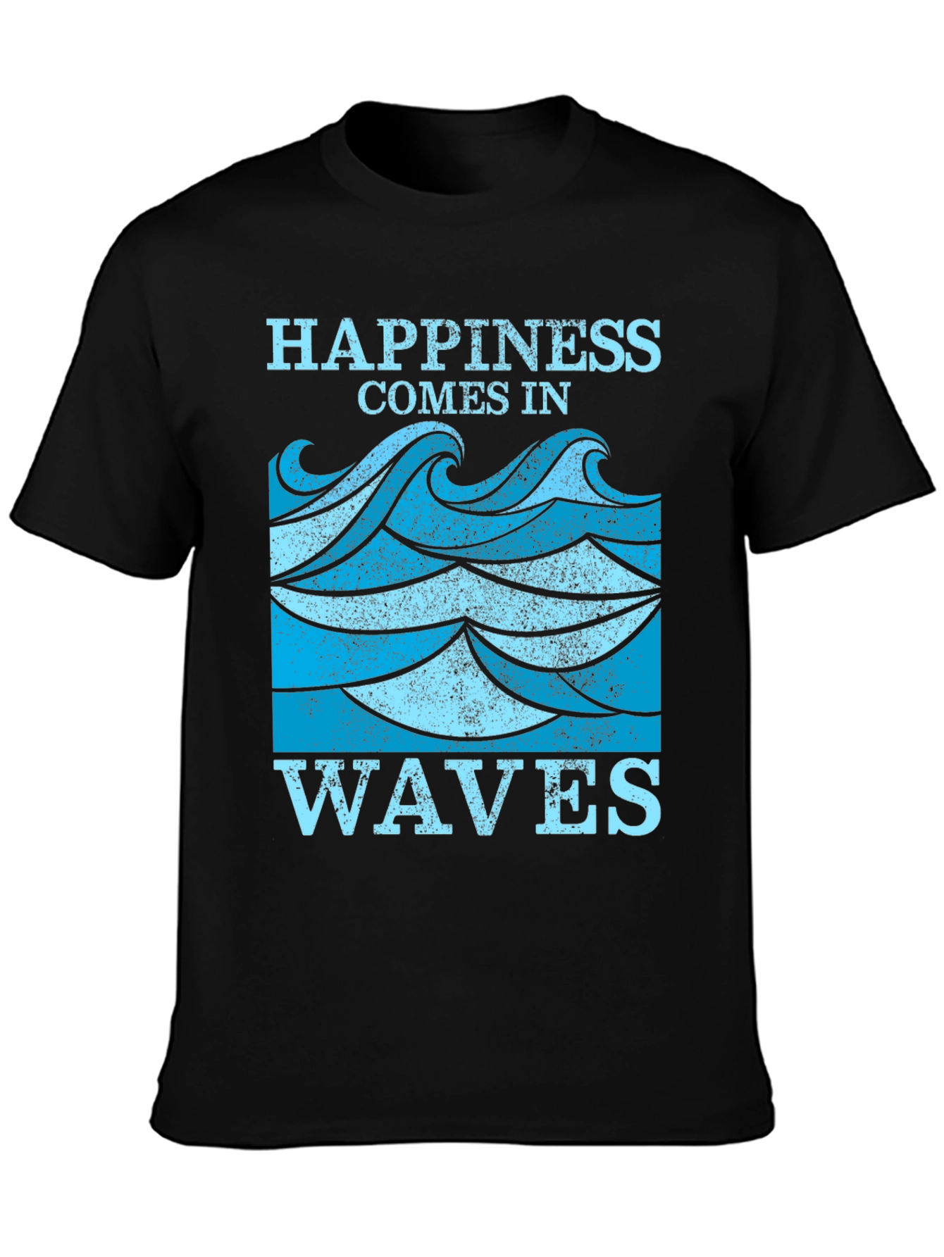 Black Happiness Comes in Waves Graphic Tee view 3
