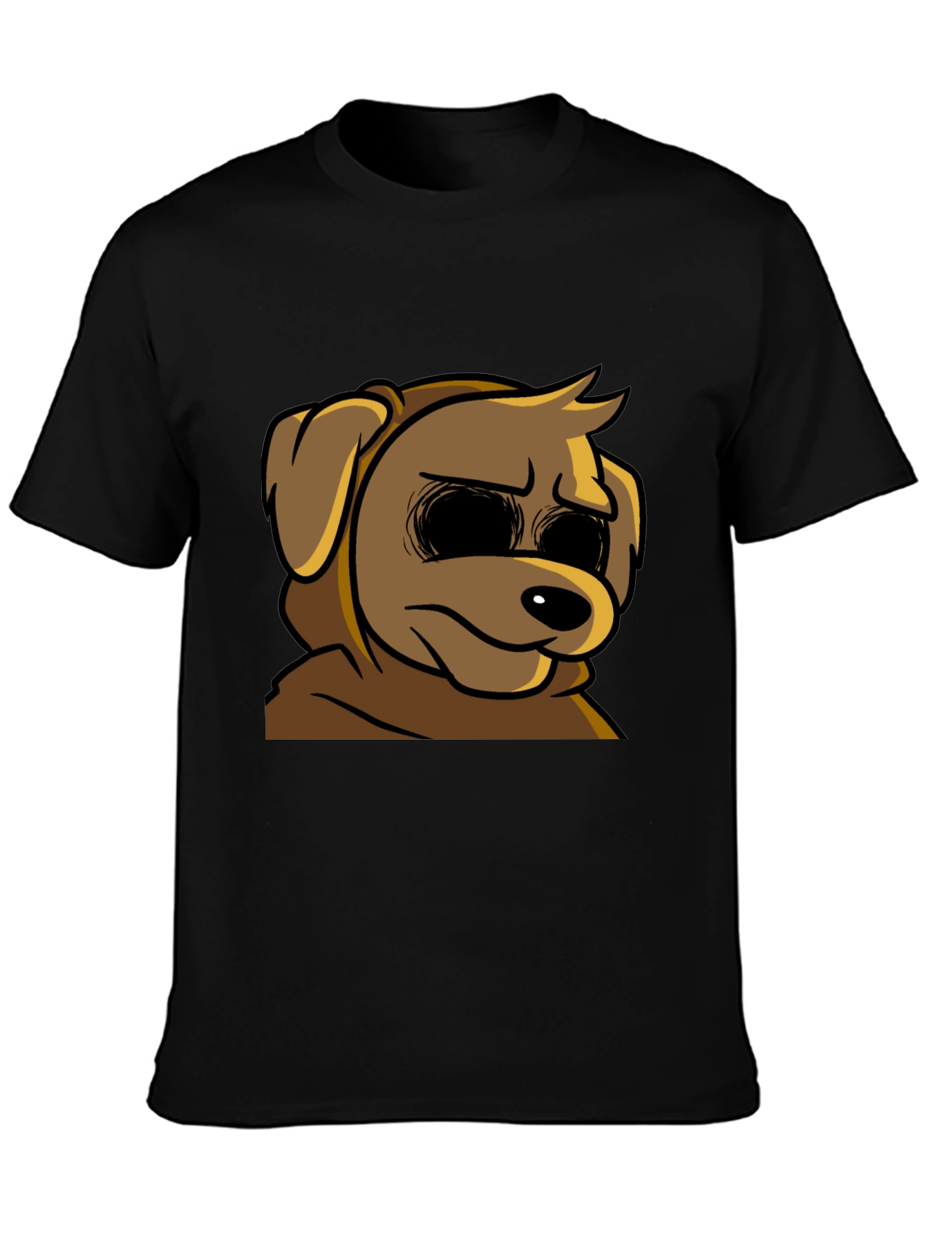 Black Cartoon Dog Graphic T-Shirt - Soft Black Tee view 3