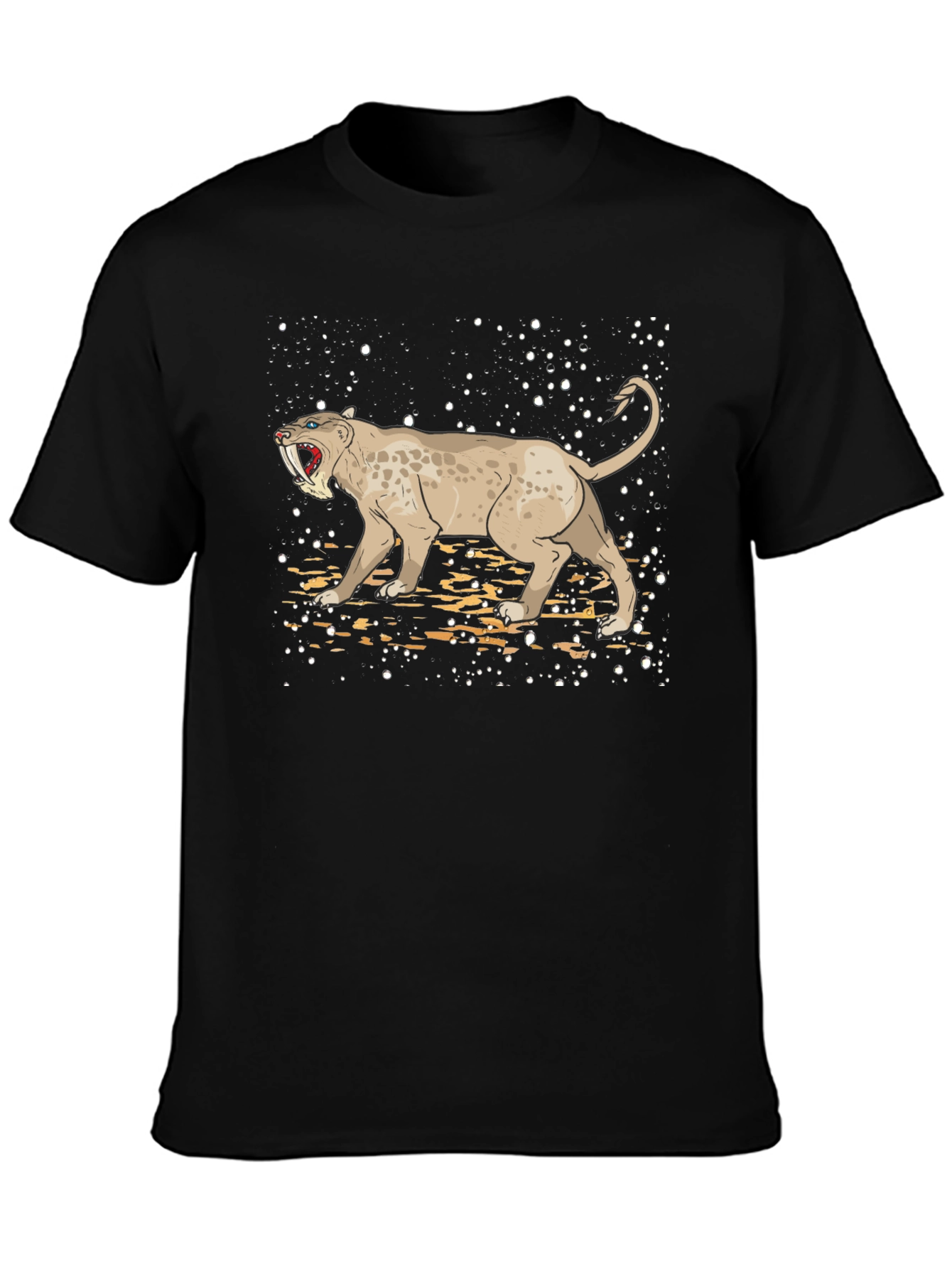 Black Sabertooth Tiger Graphic Tee view 3