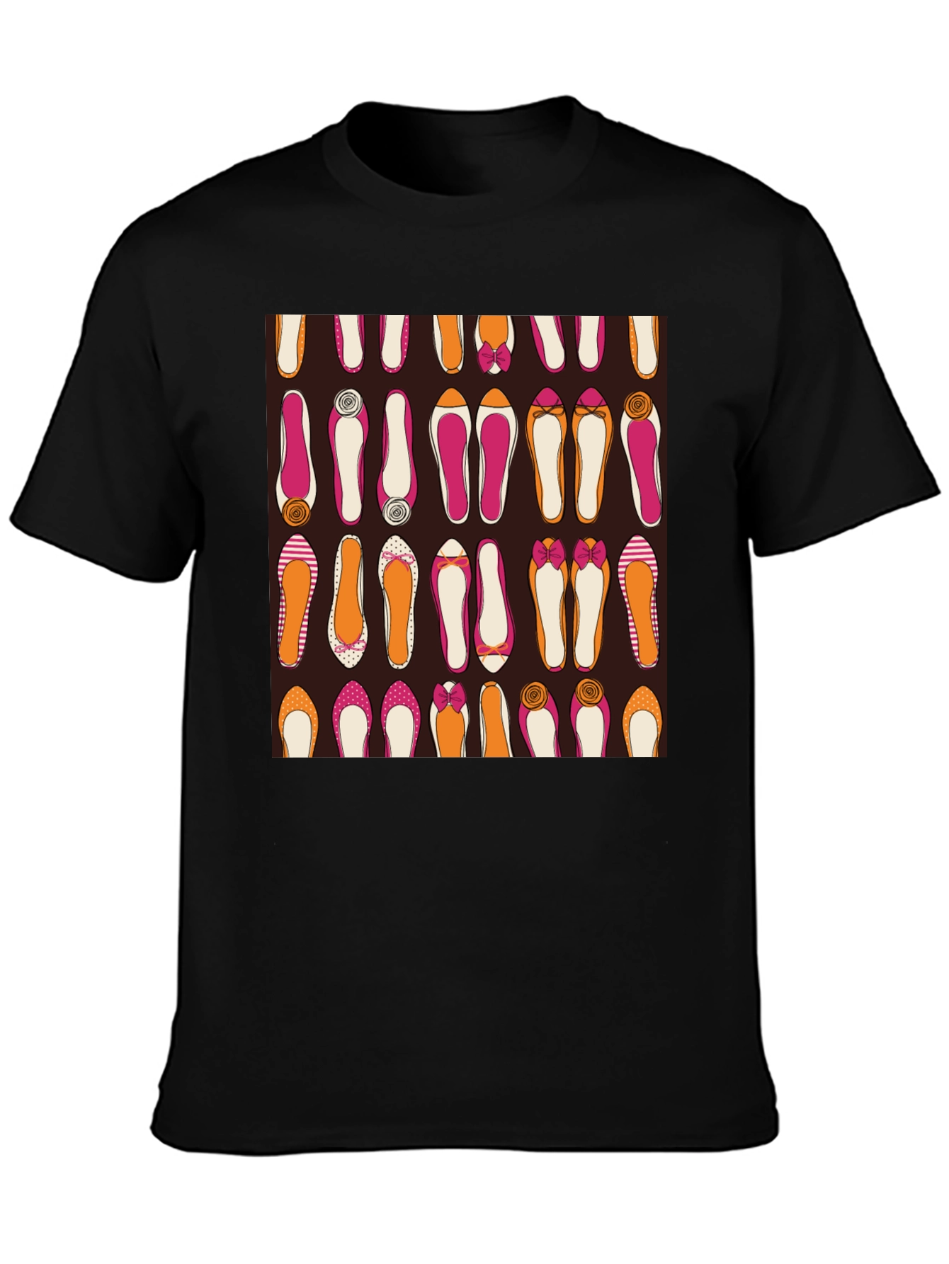 Black Stylish Shoes Pattern Graphic Tee view 3