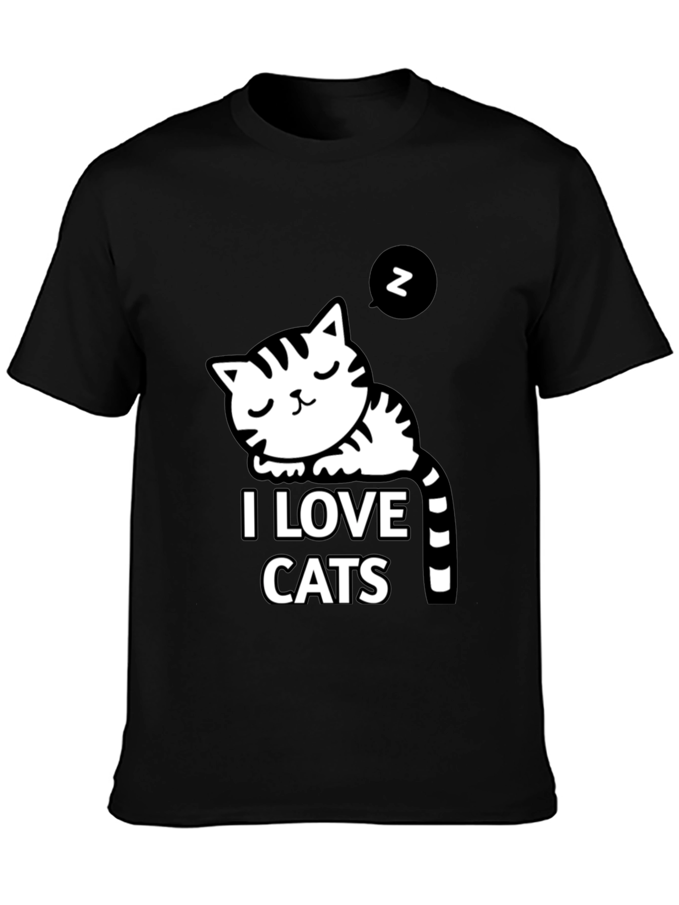 Black I Love Cats Black Graphic T-Shirt view 3