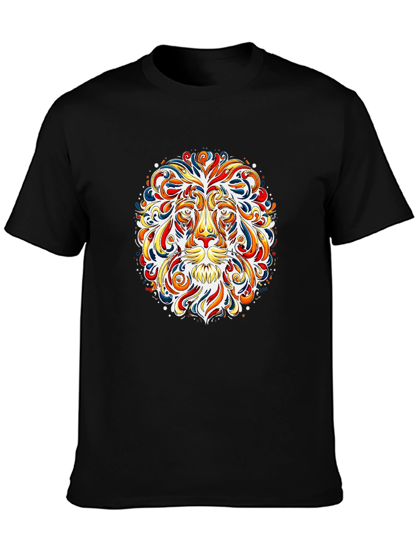 Black Vibrant Lion Graphic Tee - Bold Art T-Shirt view 3