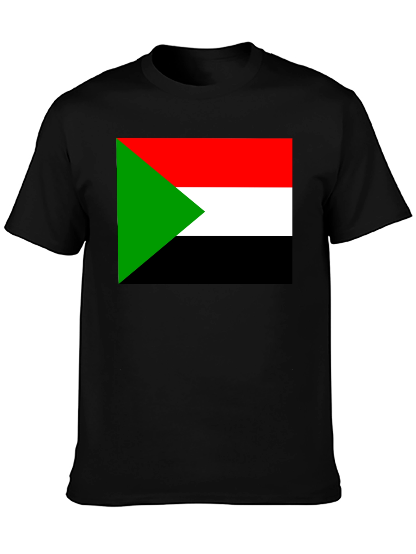 Black Sudan Flag T-Shirt - Black Cotton Tee view 3