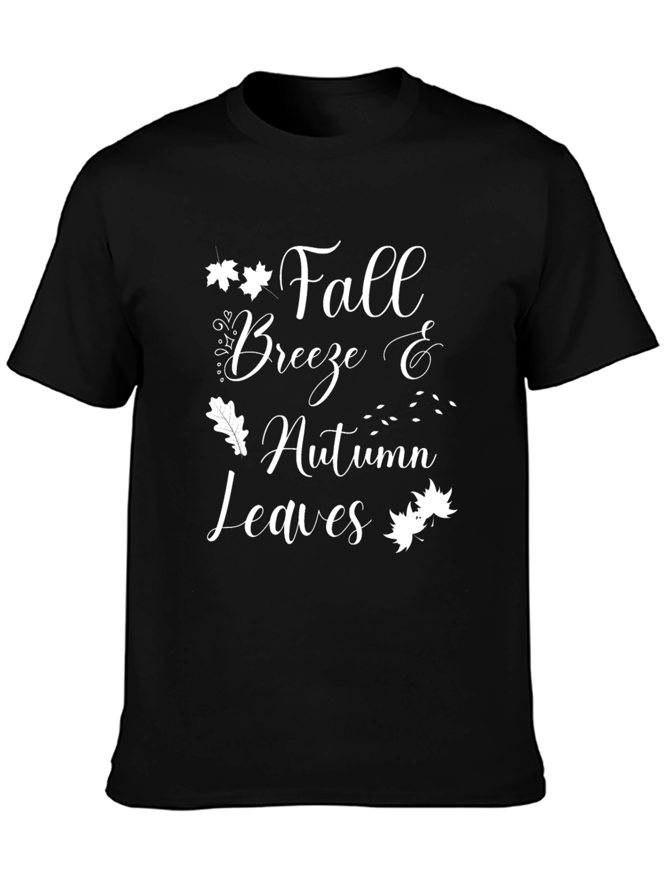 Black Fall Breeze & Autumn Leaves Black T-Shirt view 3