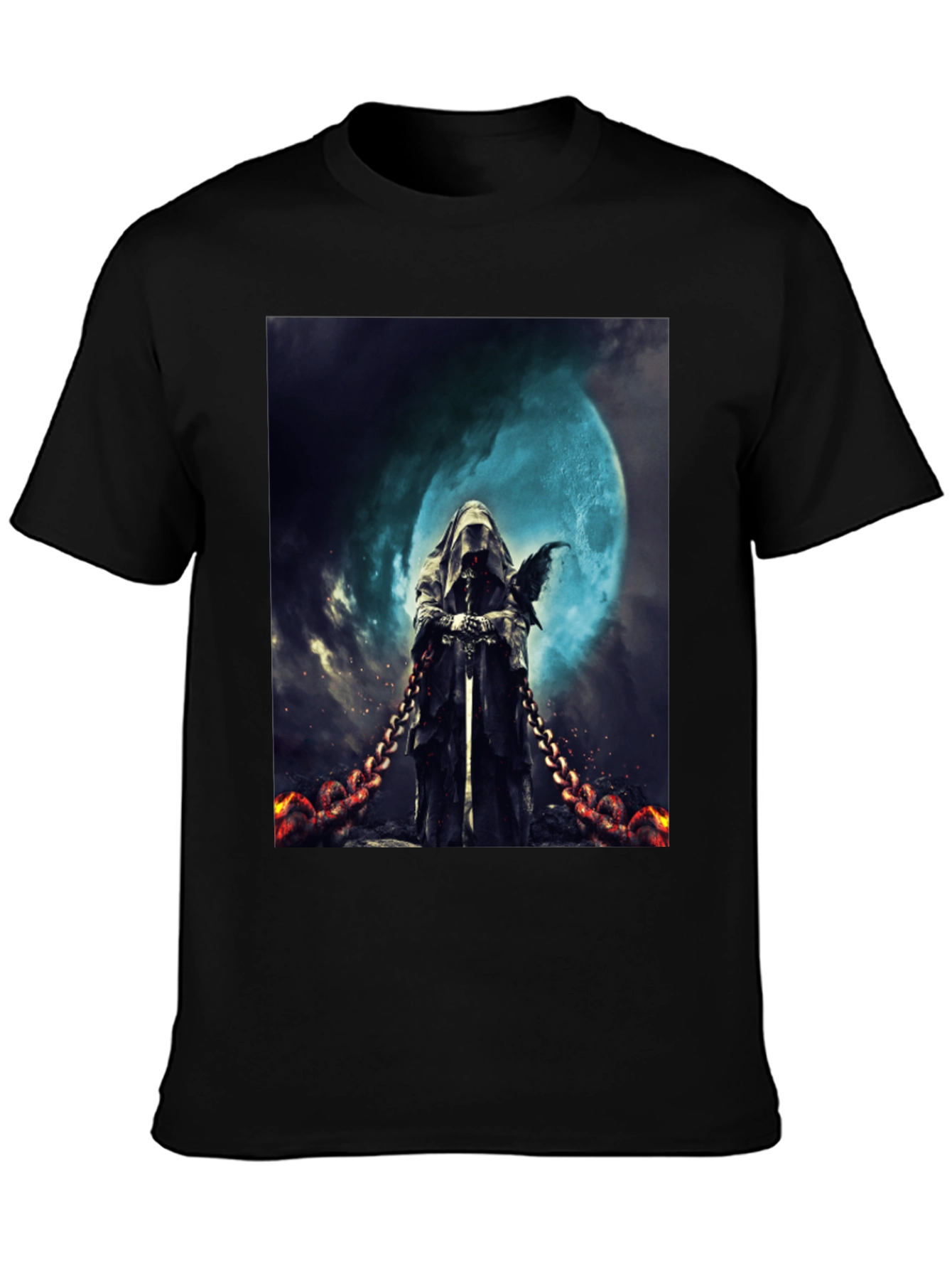 Black Grim Reaper Graphic Tee - Dark Fantasy Style view 3