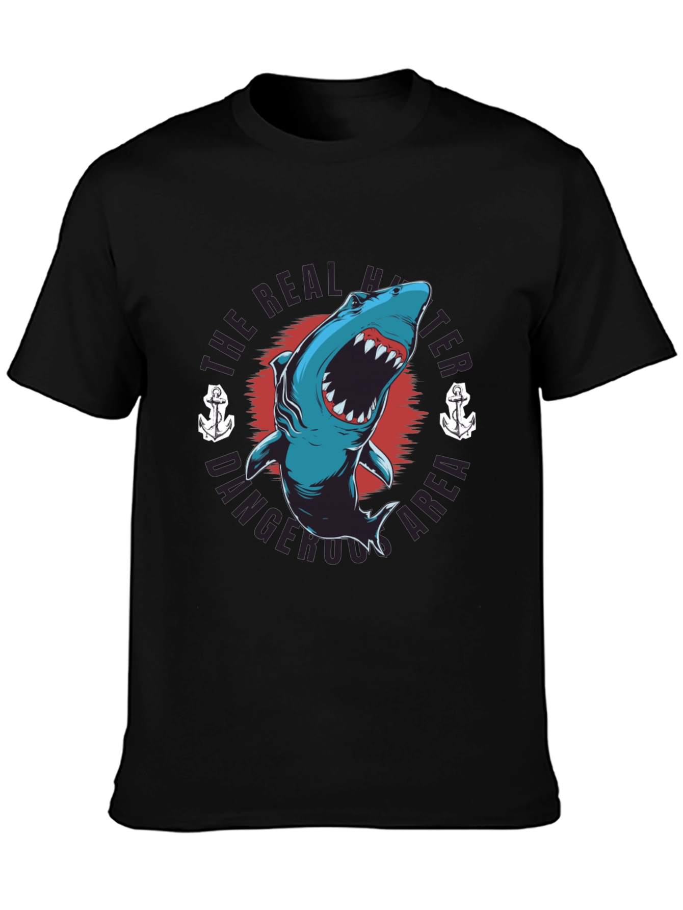 Black Dangerous Shark T-Shirt -  The Real Hunter Graphic Tee view 3