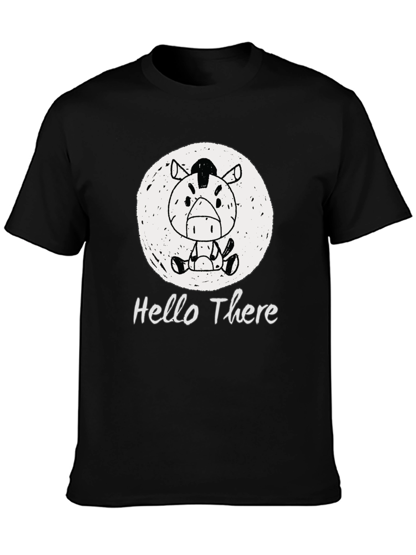 Black Hello There Zebra Graphic Tee - Unisex Black T-Shirt view 3