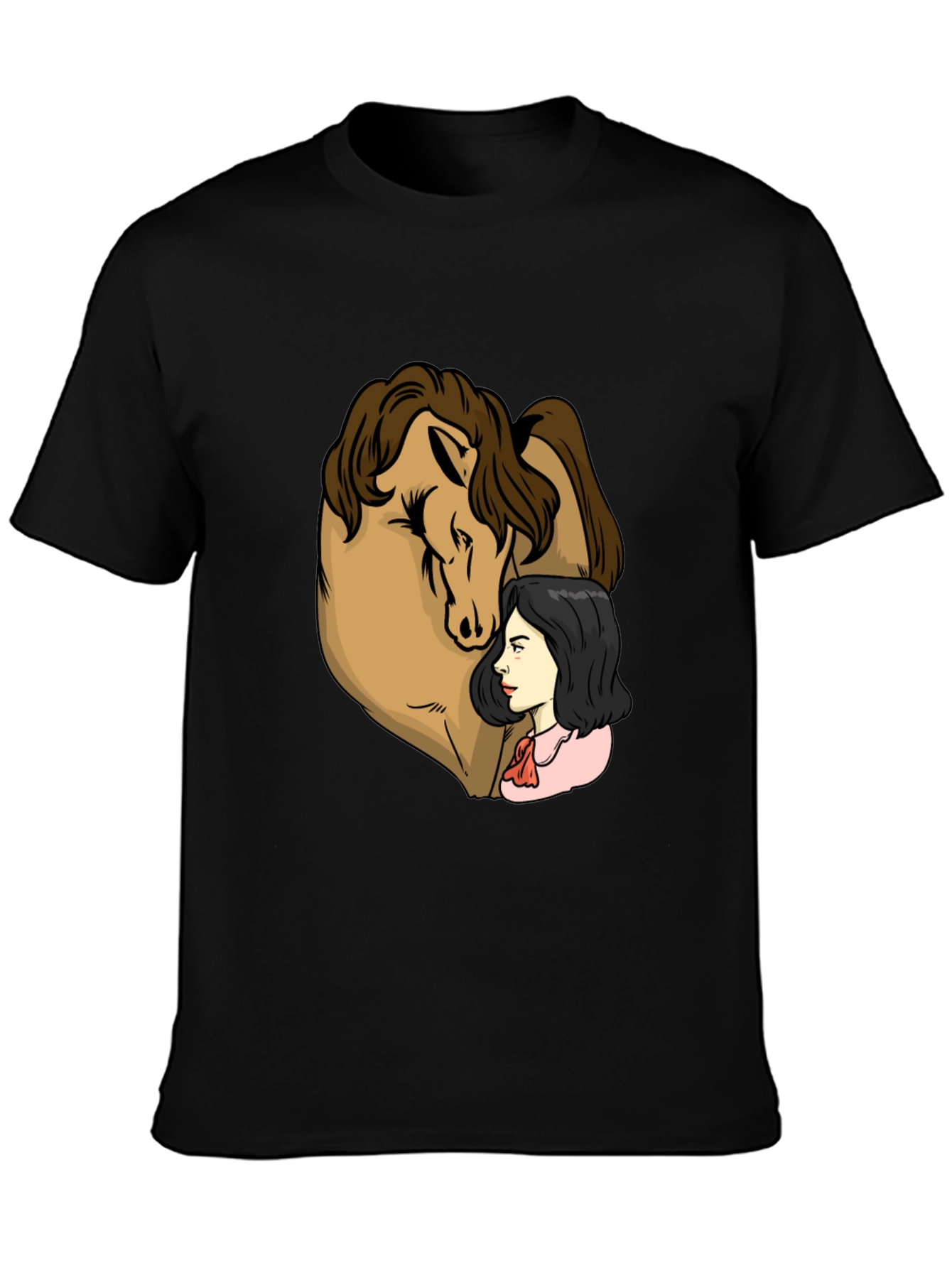 Black Horse & Woman Graphic Black T-Shirt view 3
