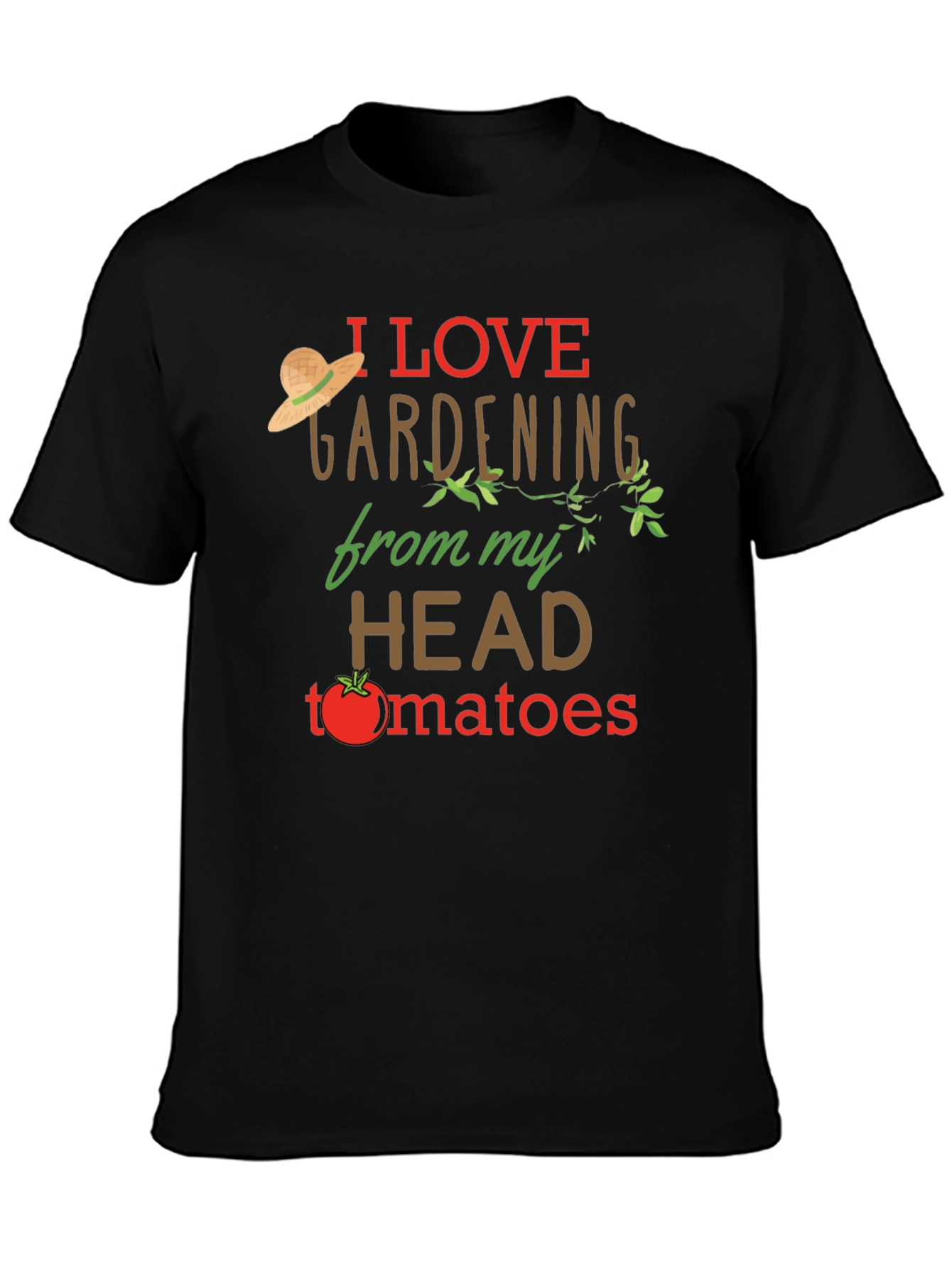 Black I Love Gardening Head Tomatoes Graphic T-Shirt view 3