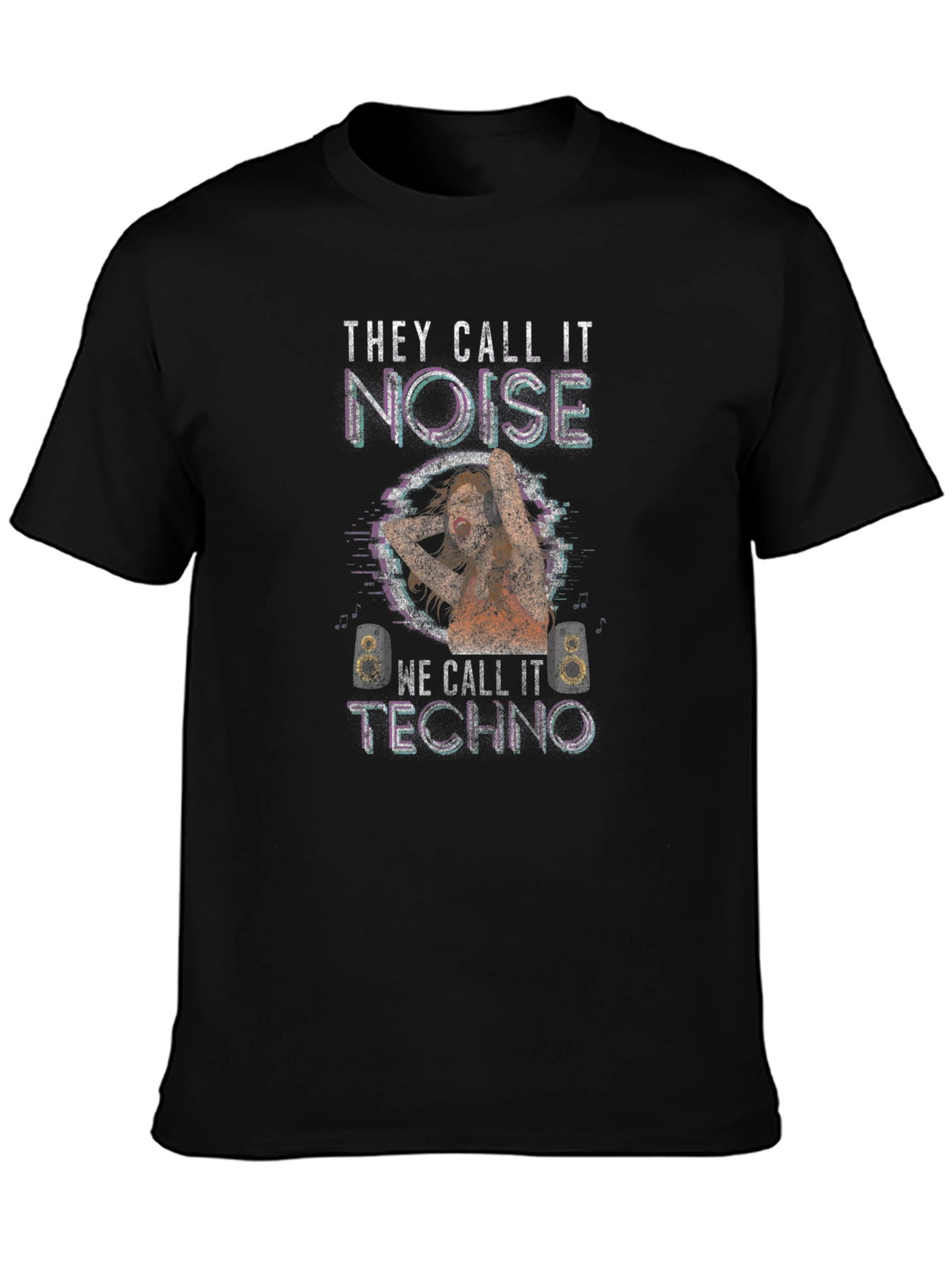 Black Techno Noise T-Shirt - Music Lover Tee view 3
