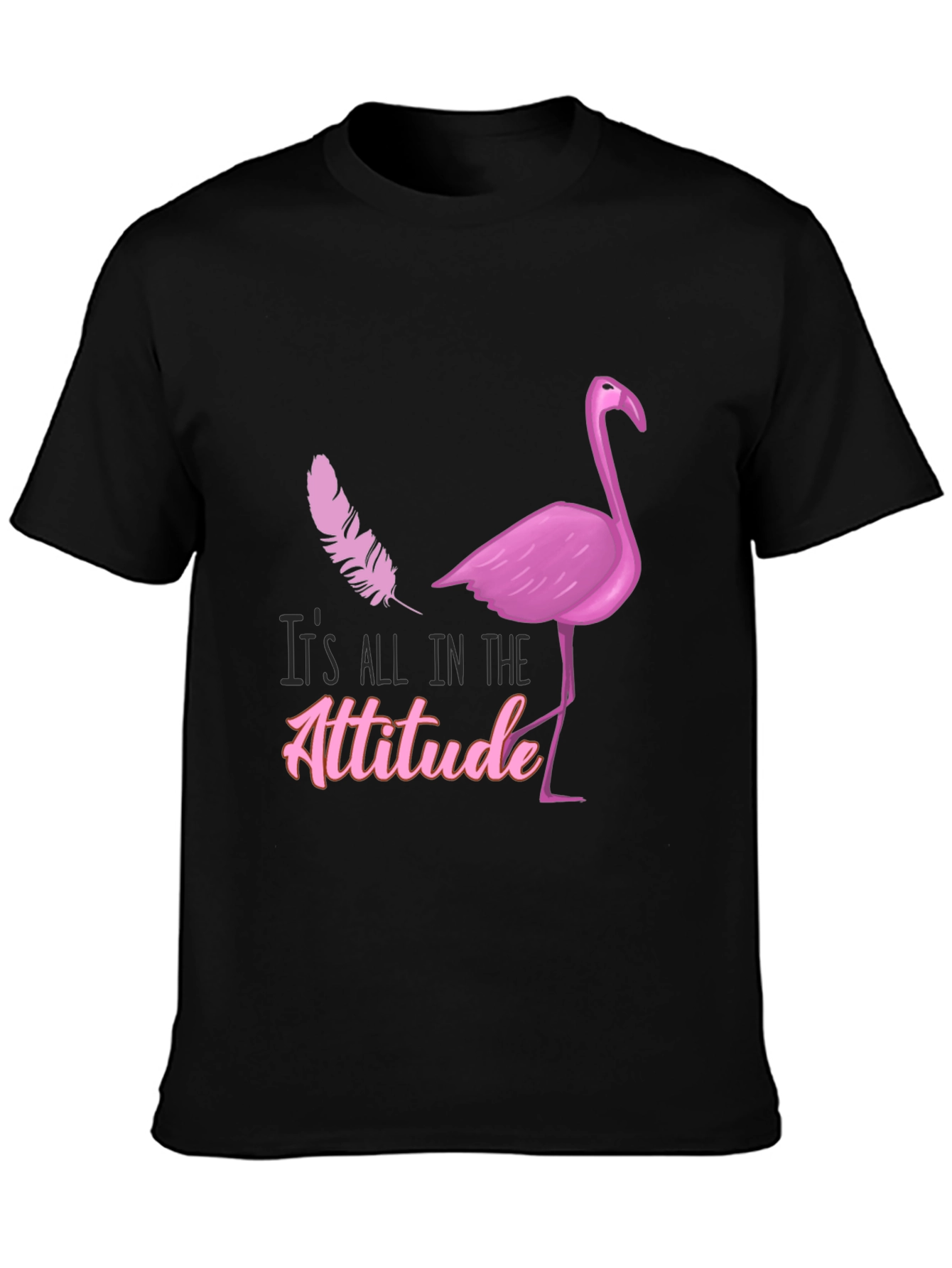 Black Attitude Flamingo T-Shirt - Stylish Graphic Tee view 3