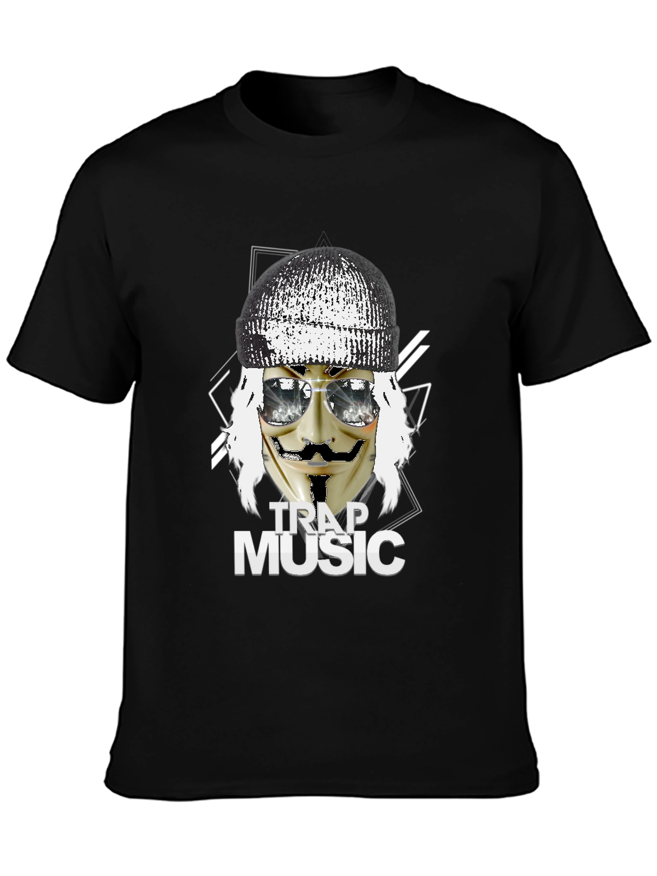 Black Trap Music Graphic Black T-Shirt view 3