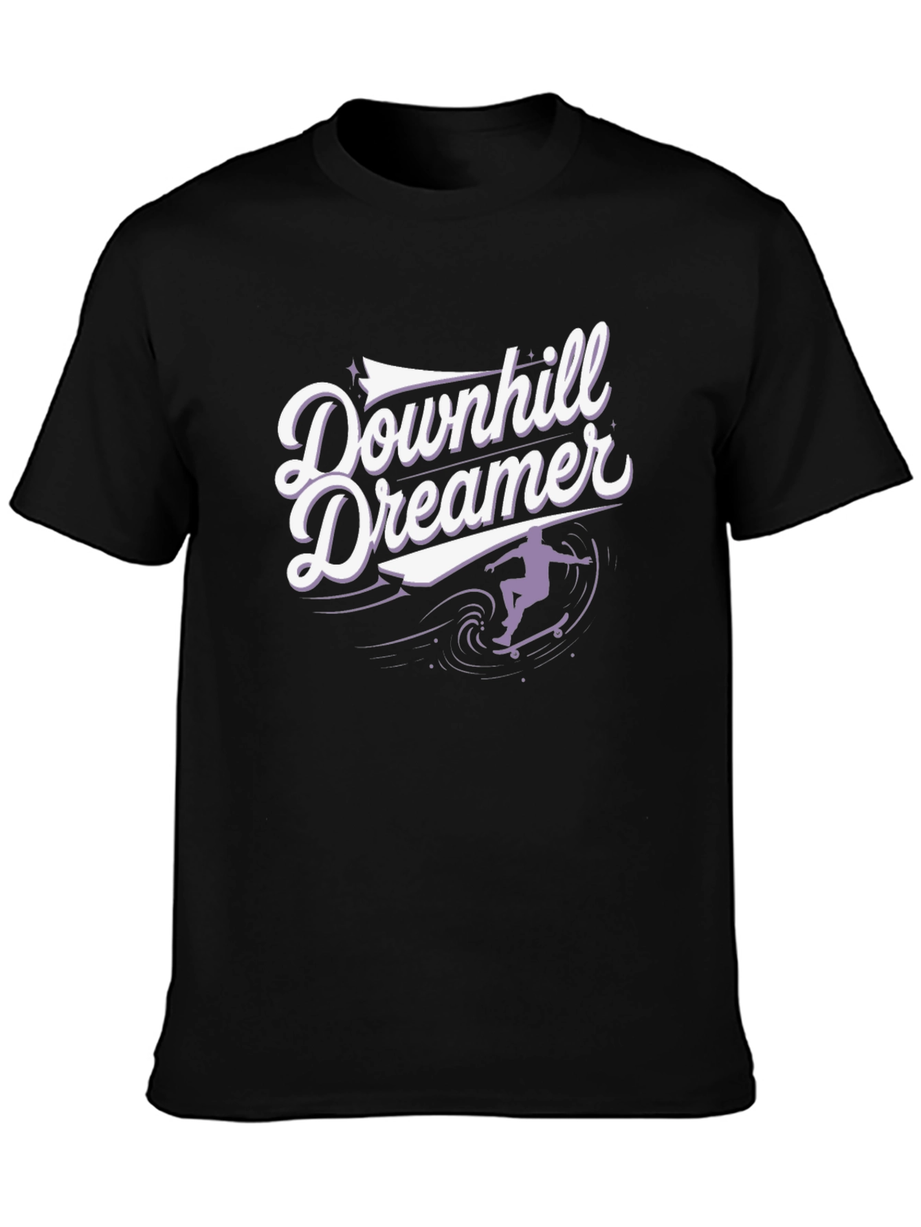 Black Downhill Dreamer Graphic T-Shirt - Skateboard Design view 3