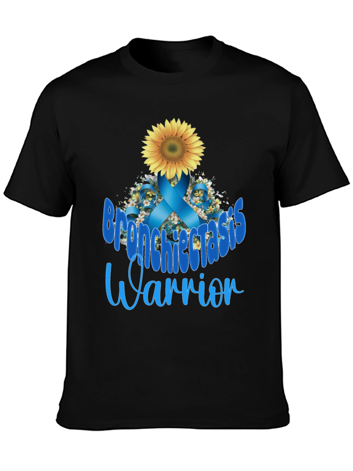 Black Bronchiectasis Warrior T-Shirt: Sunflower Ribbon Tee view 3