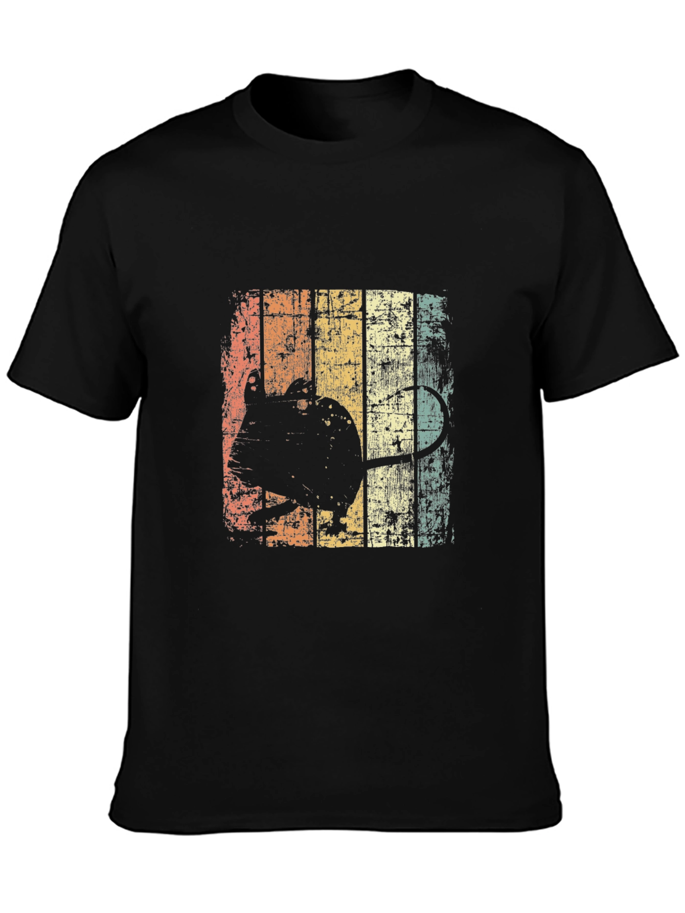 Black Retro Mouse Graphic Black T-Shirt view 3