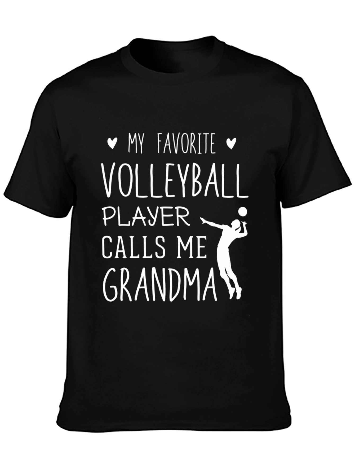 Black Volleyball Grandma T-Shirt - Black view 3