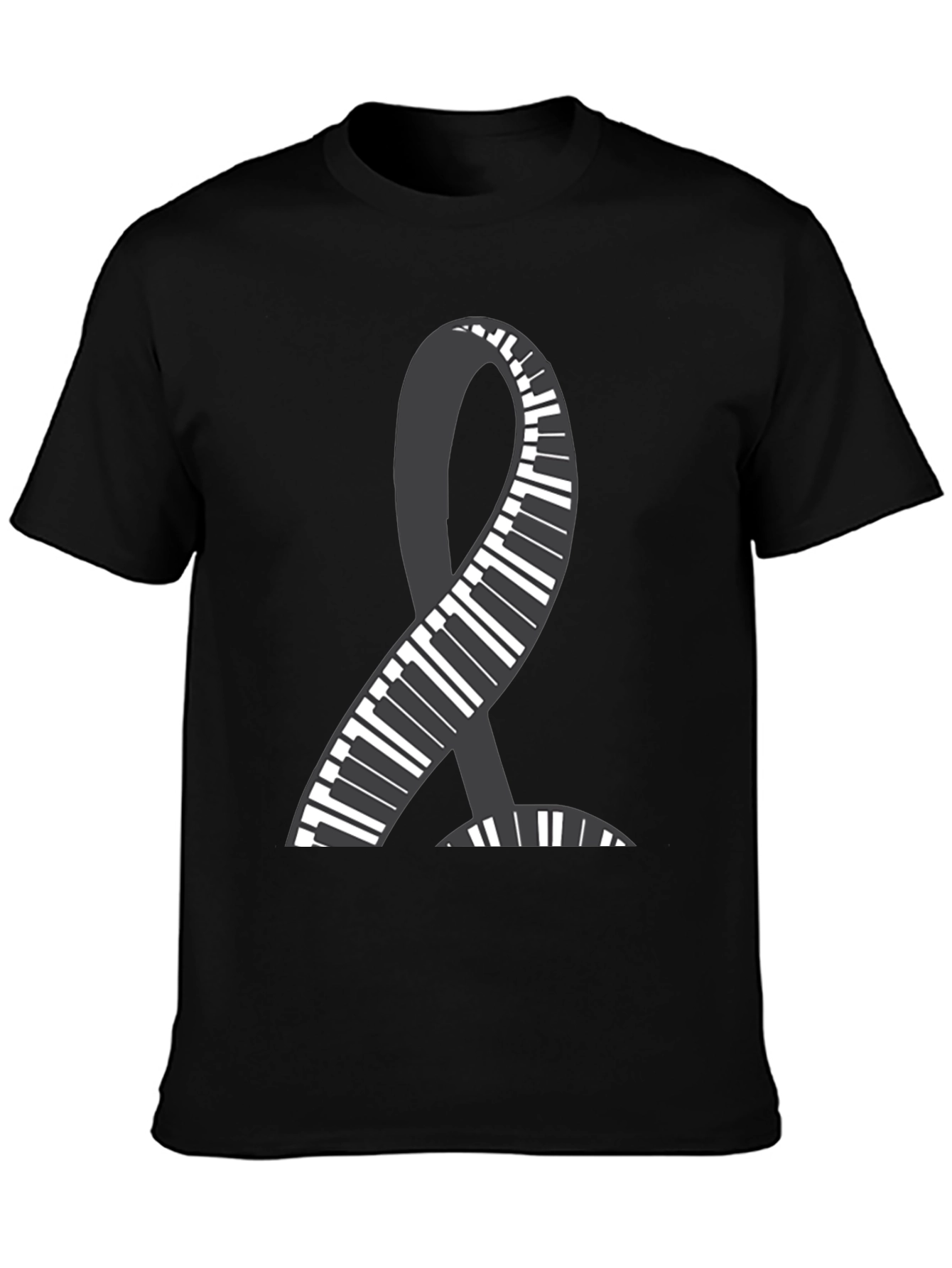 Black Piano Ribbon Graphic Tee - Music Lover Shirt view 3