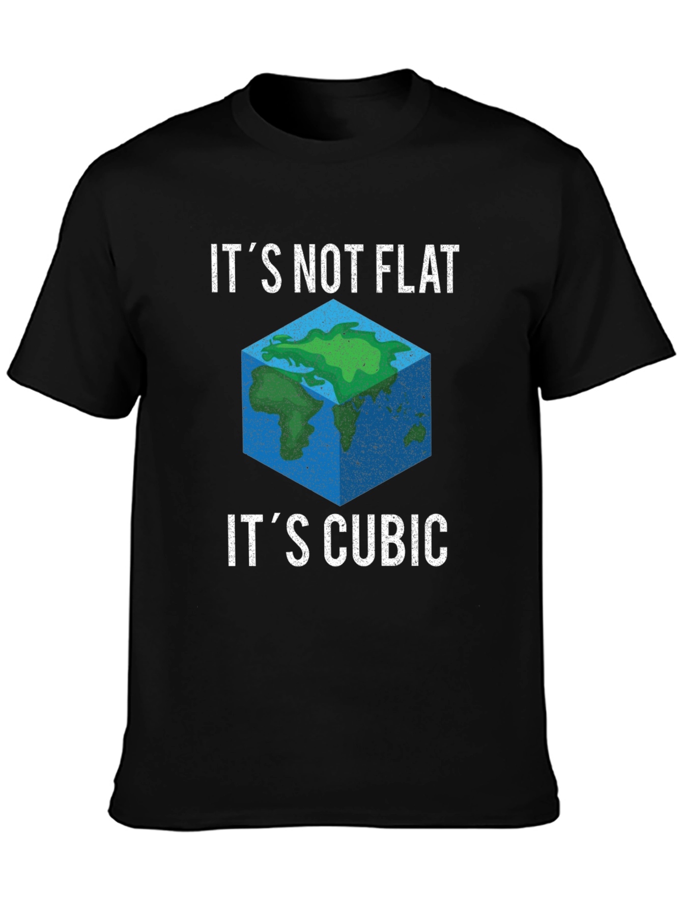 Black Cubic Earth Funny Graphic T-Shirt view 3