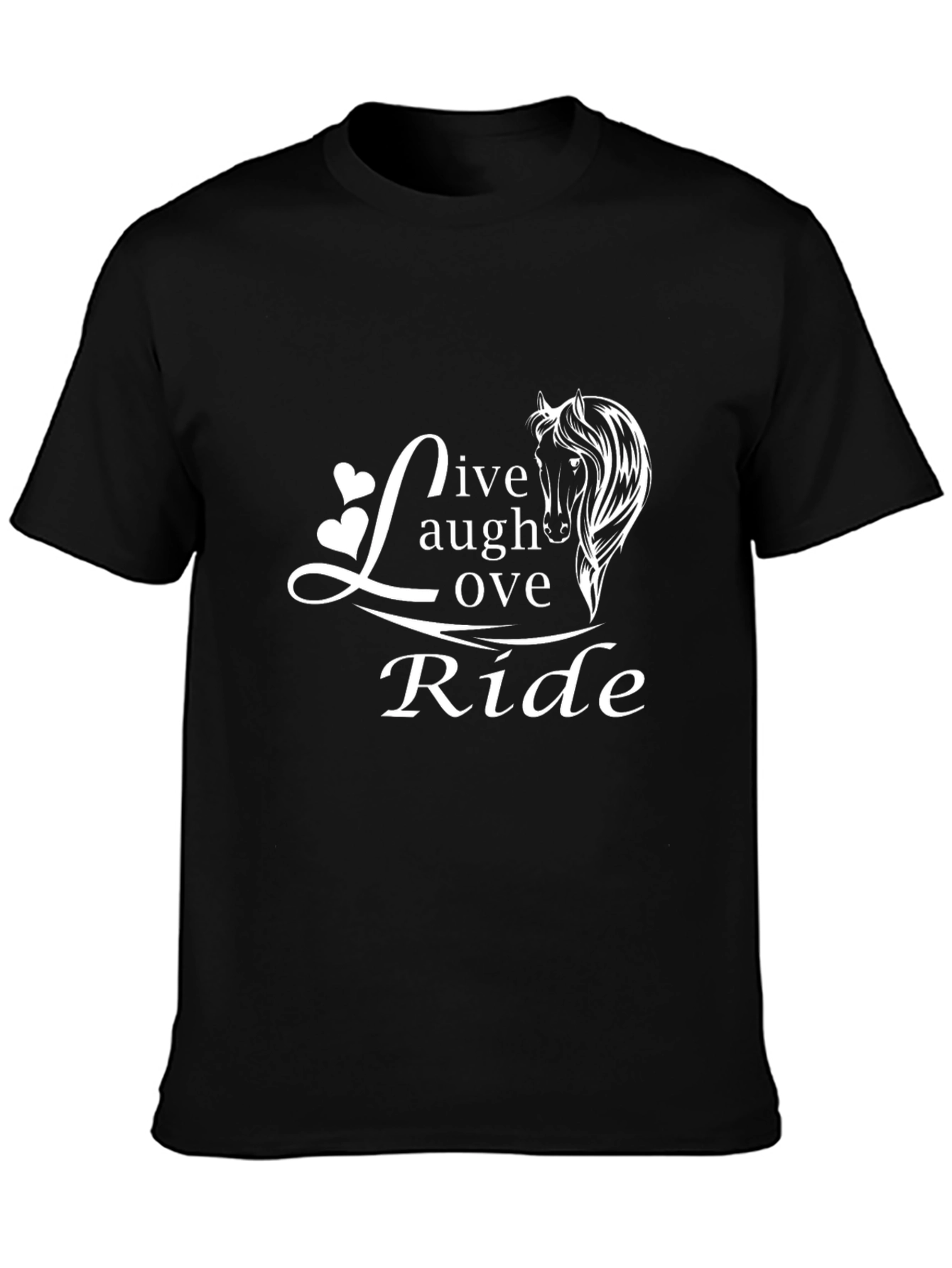 Black Live Laugh Love Ride Black T-Shirt view 3