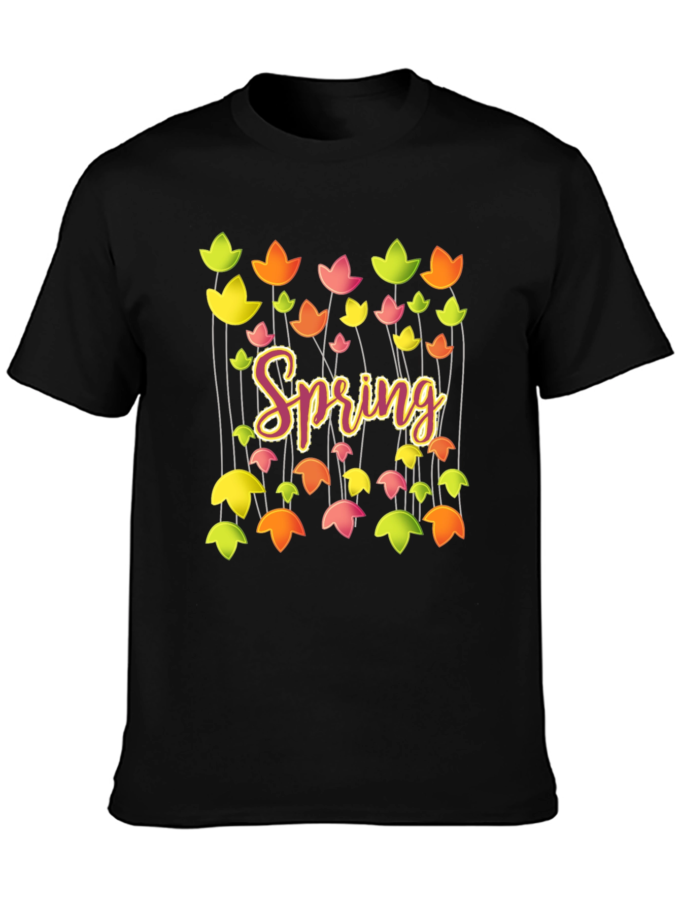 Black Spring Floral Graphic T-Shirt - Trendy Casual Tee view 3