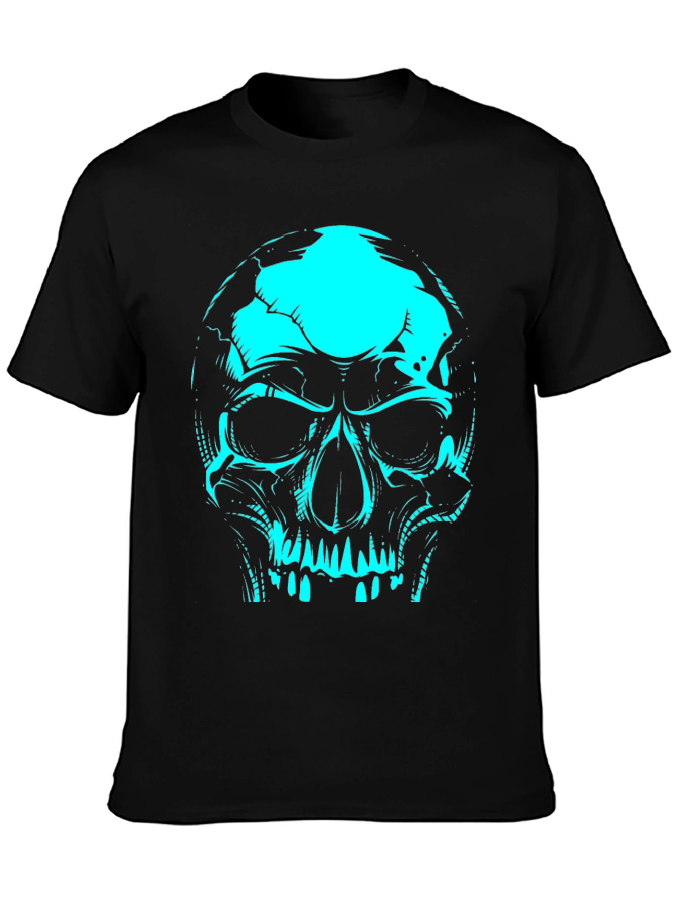 Black Skull Graphic Tee - Black Cotton T-Shirt view 3