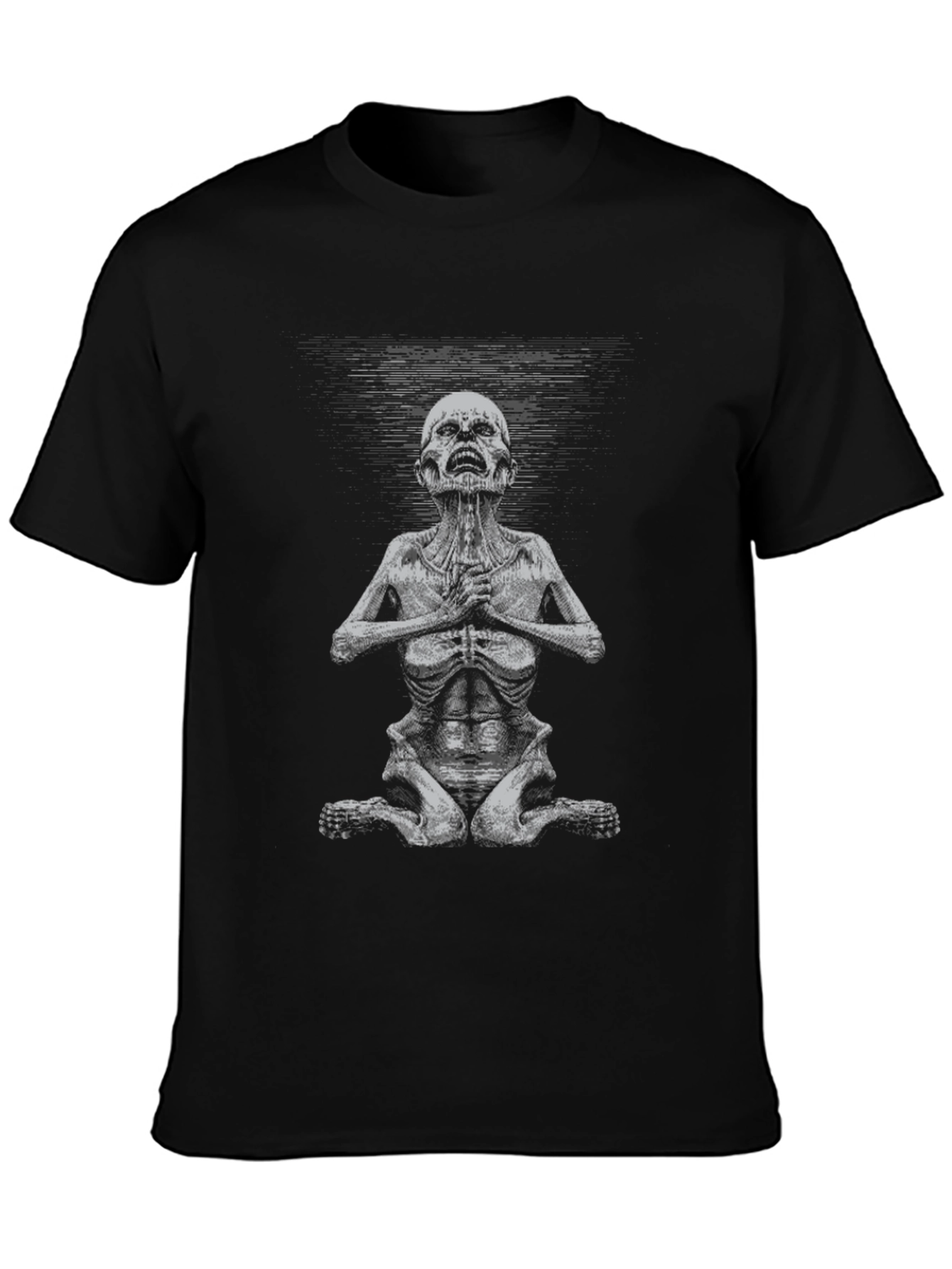 Black Meditating Skeleton Graphic Tee - Unisex Black T-Shirt view 3