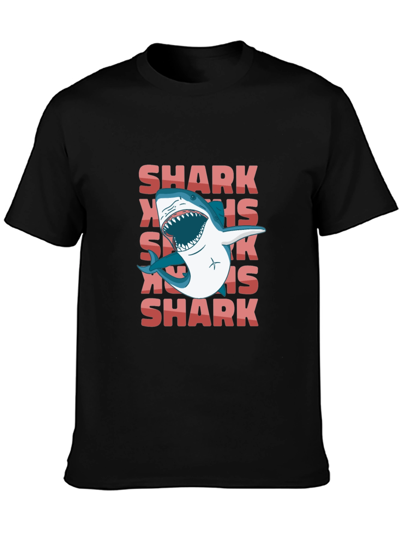 Black Shark Graphic Print Tee - Casual Black T-Shirt view 3