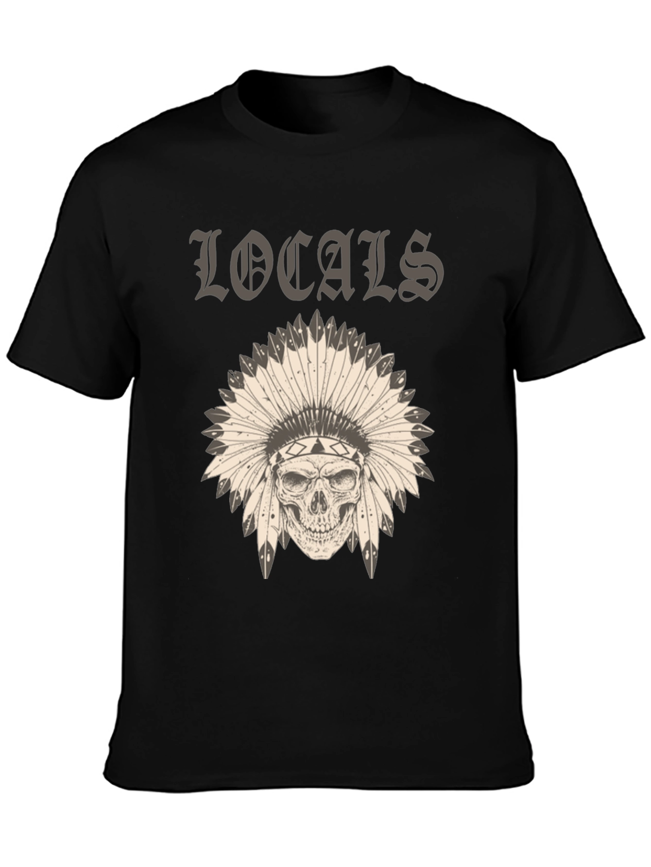 Black Locals Headdress Skull Graphic Tee - Unique Design view 3