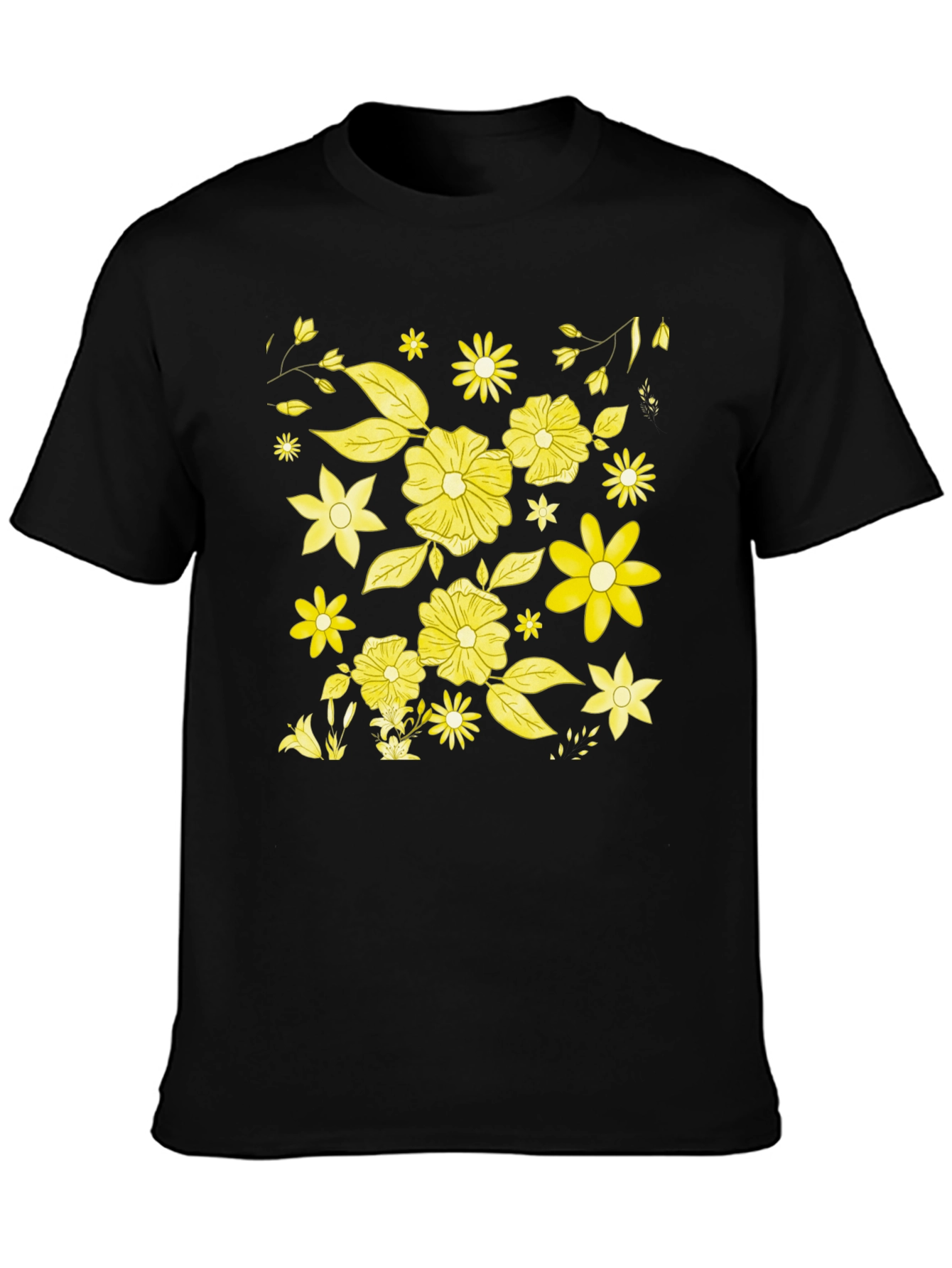 Floral Print Black T-Shirt - 3