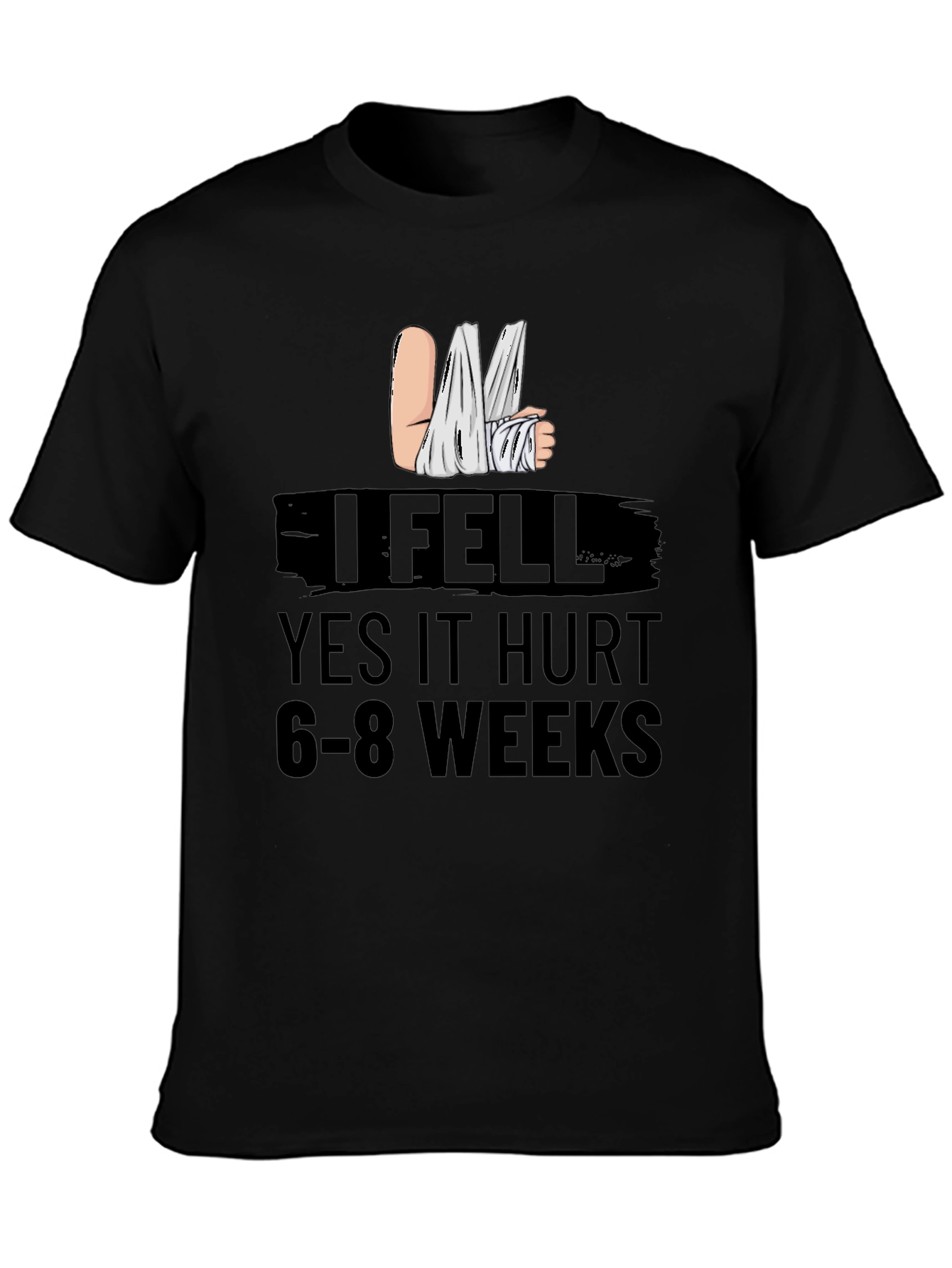 Black I Fell Graphic Tee - Funny Injury Recovery Shirt view 3