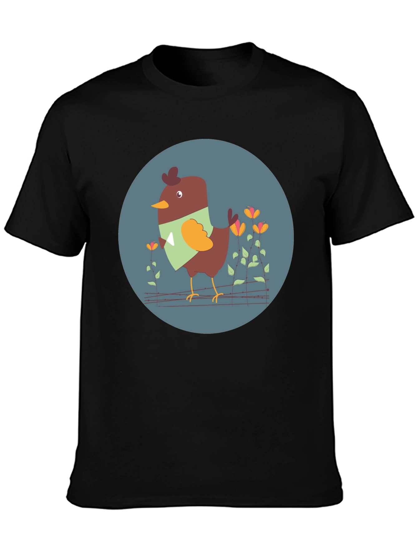 Black Cute Bird Graphic Tee - Unisex Black T-Shirt view 3