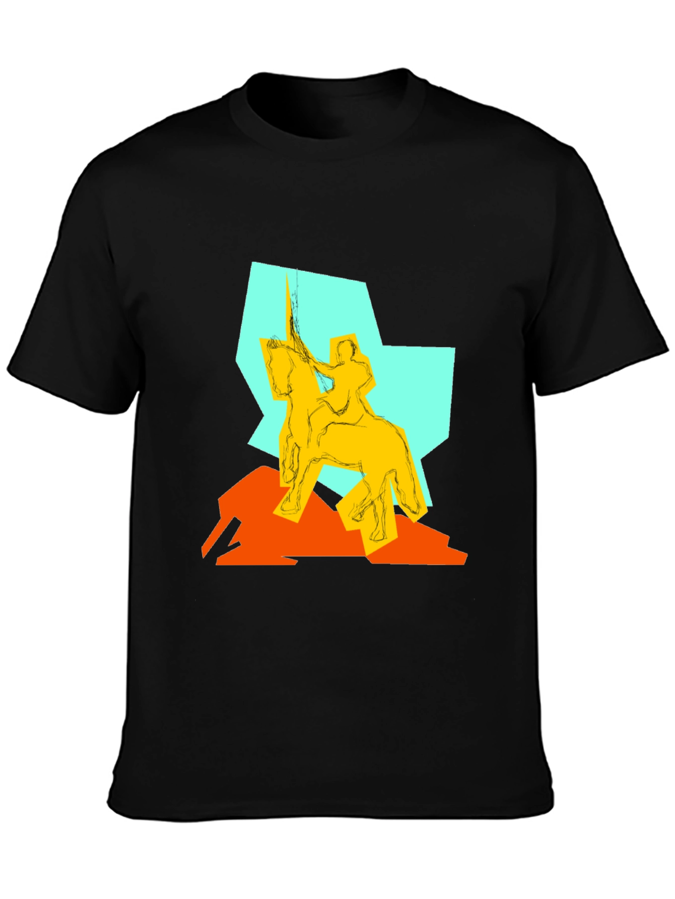 Black Abstract Knight Graphic Tee view 3